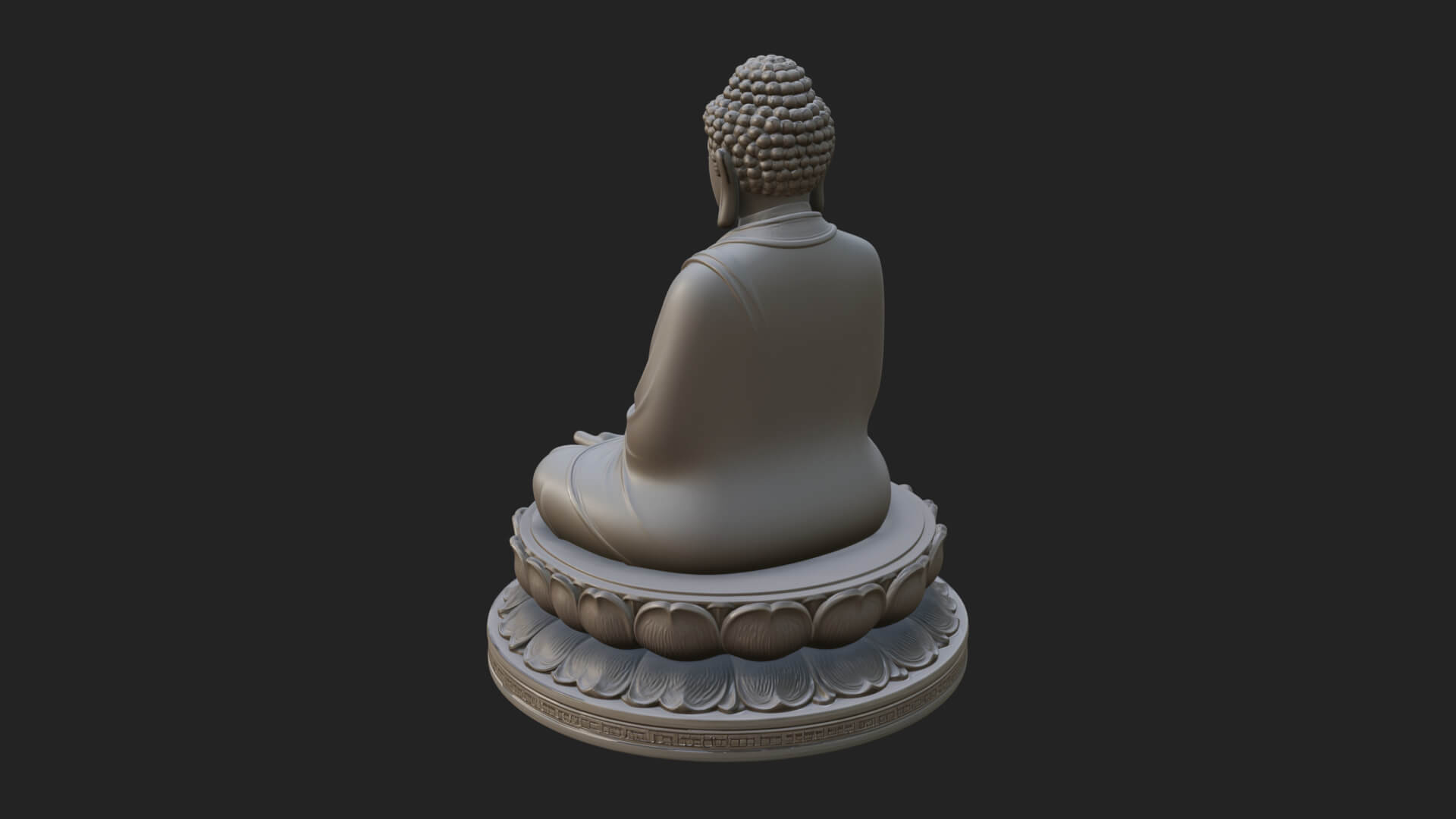 Seated Buddha on Lotus Statue Design 21 3D Print Model 3D Model