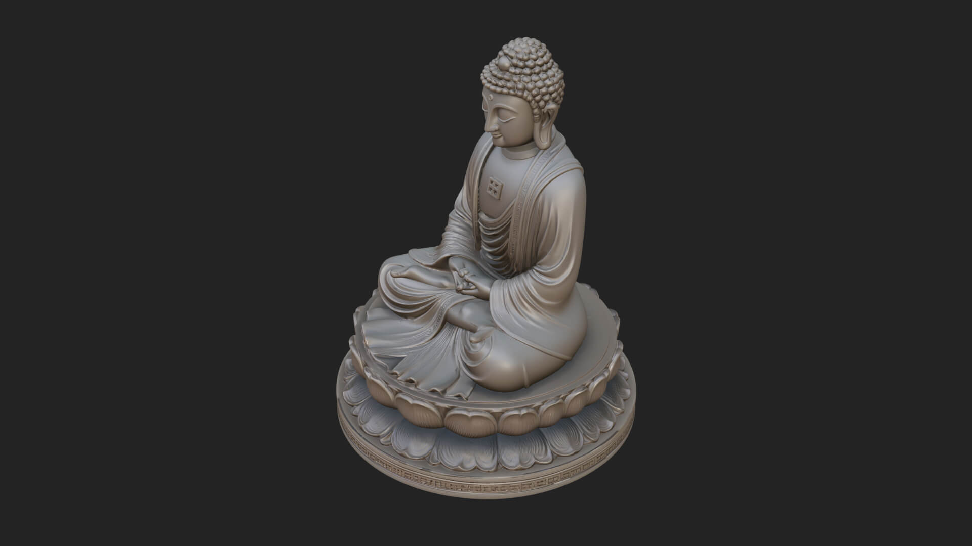 Seated Buddha on Lotus Statue Design 21 3D Print Model 3D Model