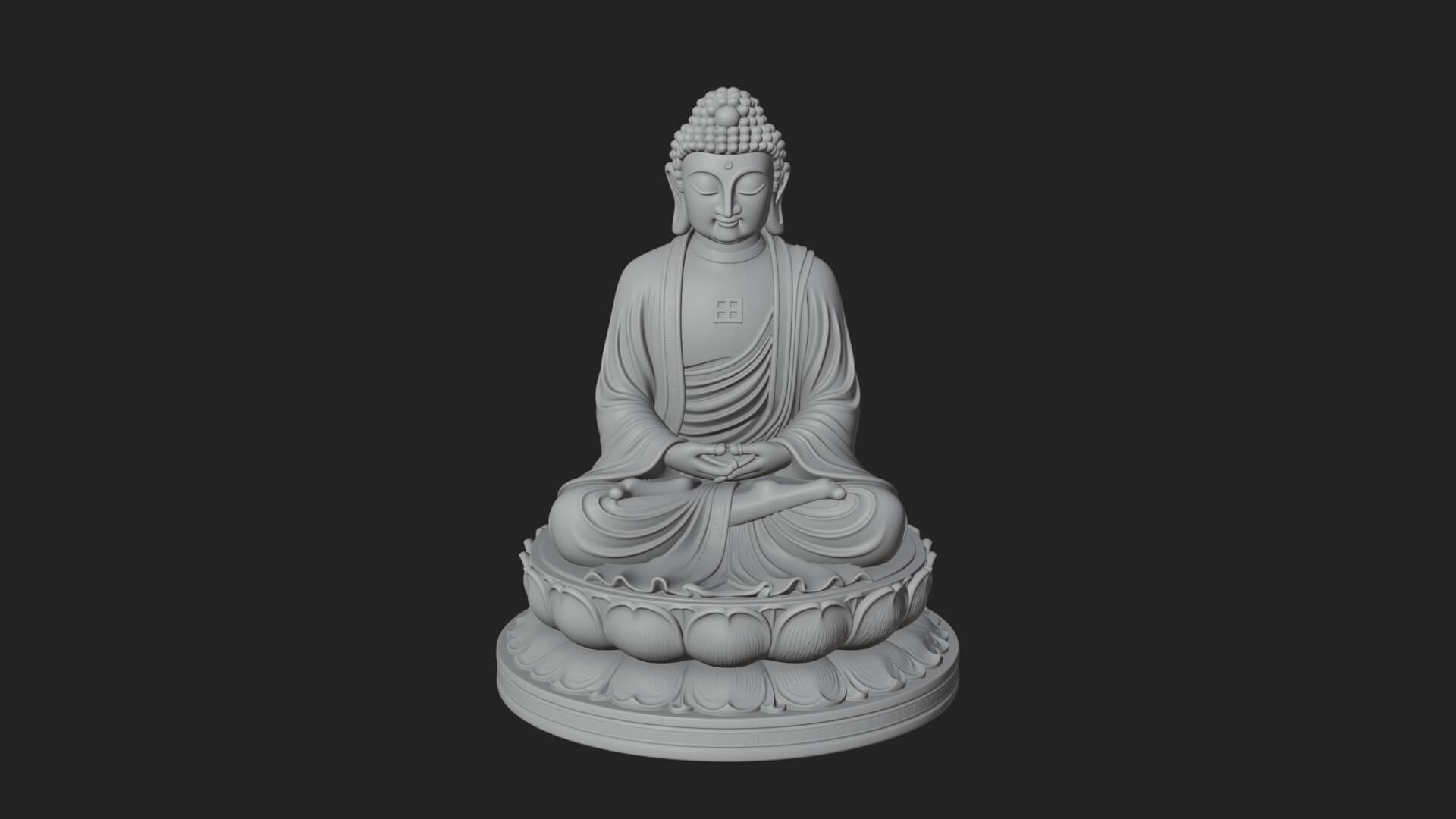 Seated Buddha on Lotus Statue Design 21 3D Print Model 3D Model