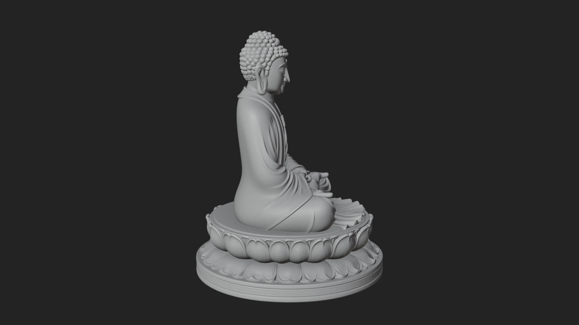 Seated Buddha on Lotus Statue Design 21 3D Print Model 3D Model