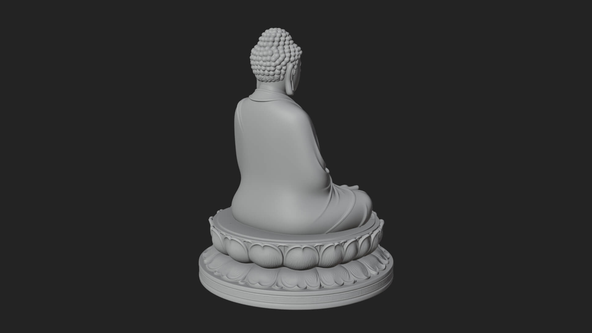 Seated Buddha on Lotus Statue Design 21 3D Print Model 3D Model