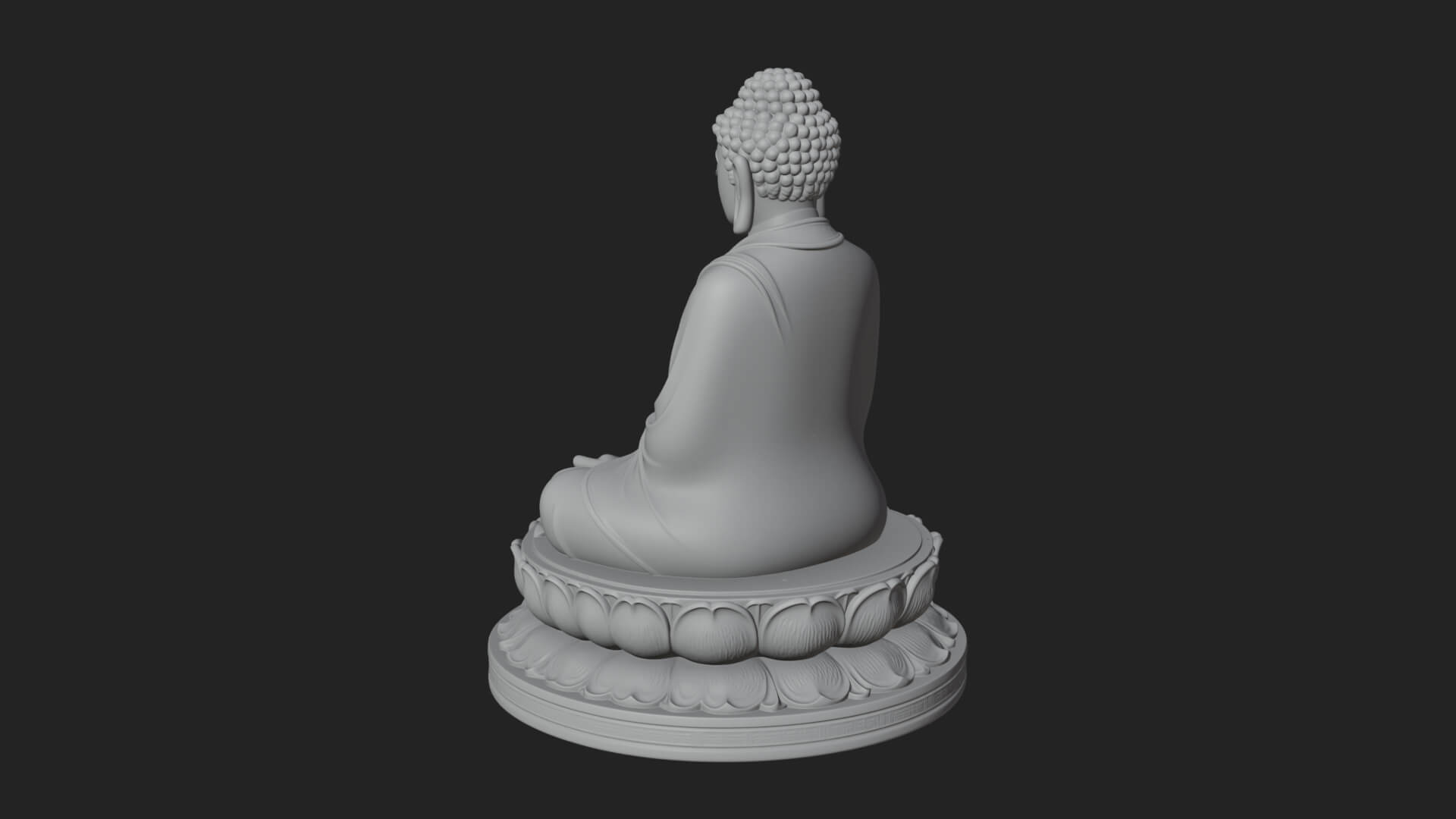 Seated Buddha on Lotus Statue Design 21 3D Print Model 3D Model