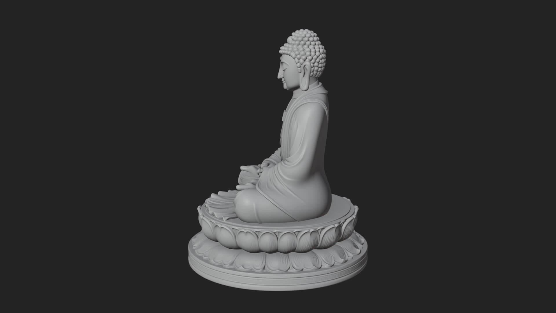 Seated Buddha on Lotus Statue Design 21 3D Print Model 3D Model