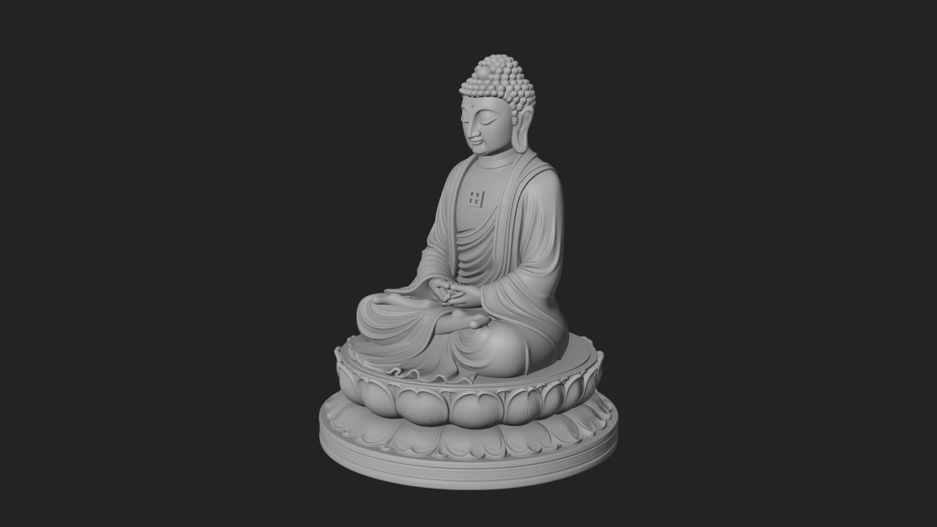 Seated Buddha on Lotus Statue Design 21 3D Print Model 3D Model