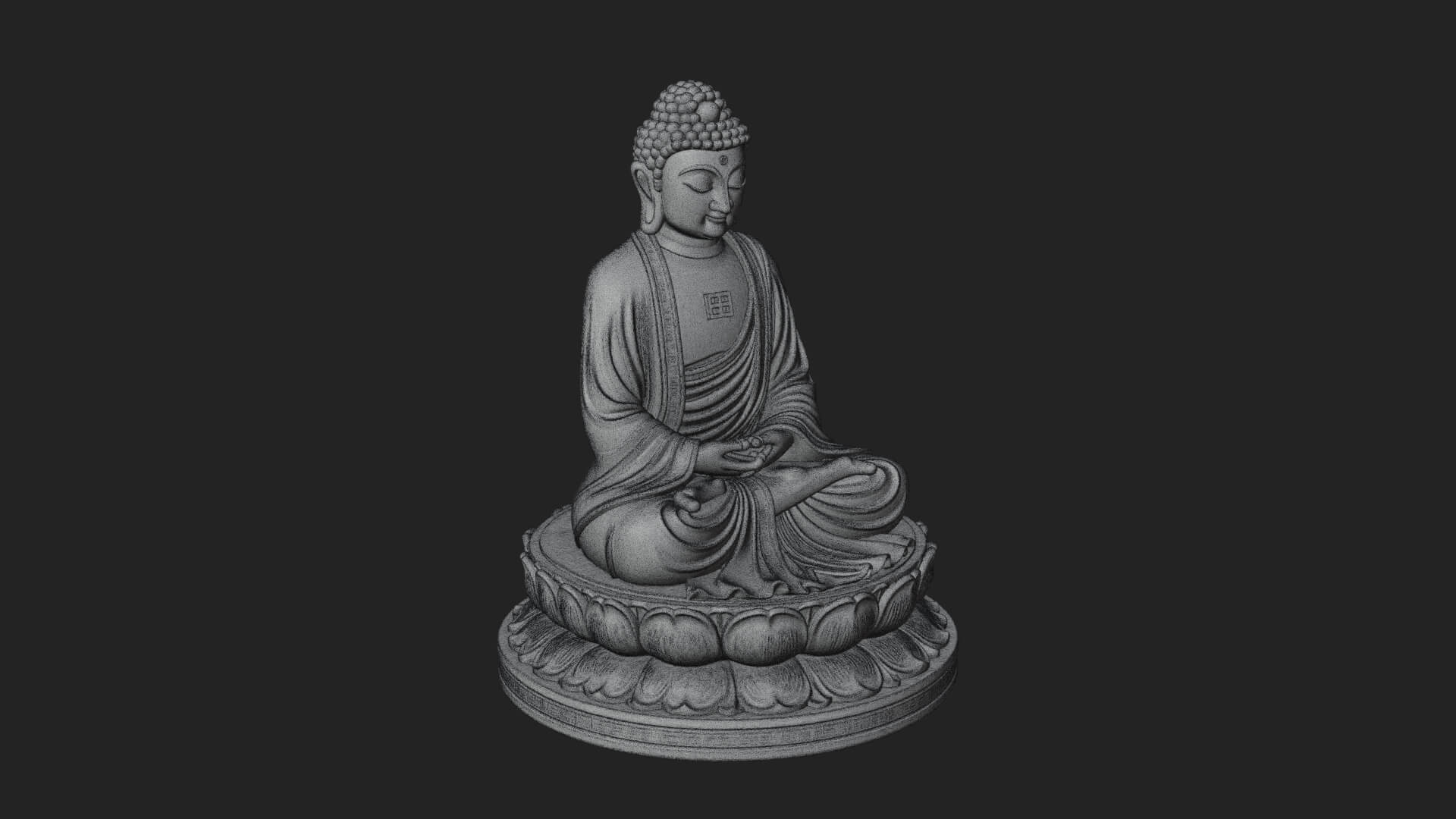 Seated Buddha on Lotus Statue Design 21 3D Print Model 3D Model