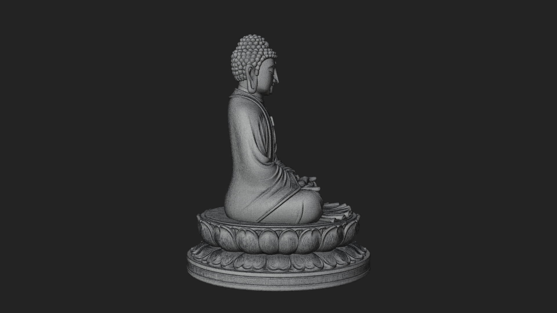 Seated Buddha on Lotus Statue Design 21 3D Print Model 3D Model