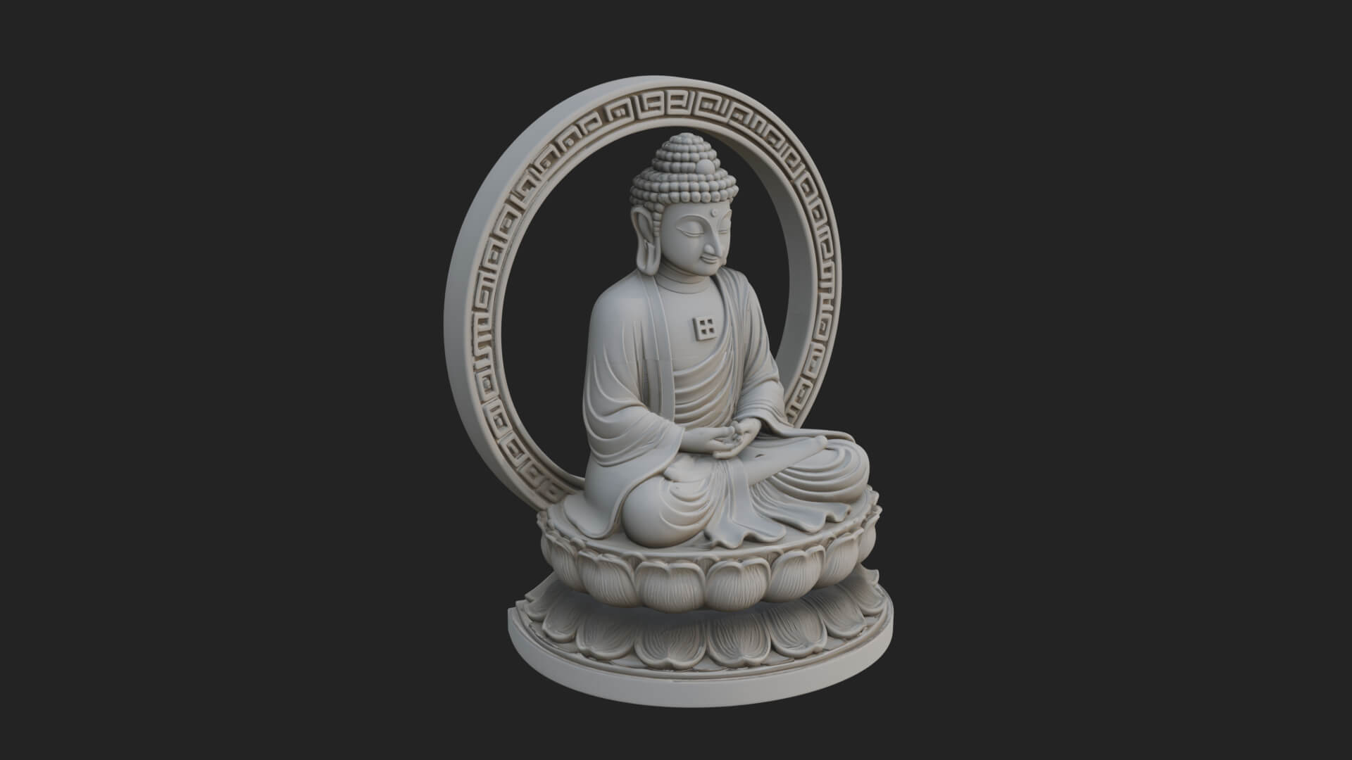 Seated Buddha on Lotus Statue Design 22 3D Print Model 3D Model