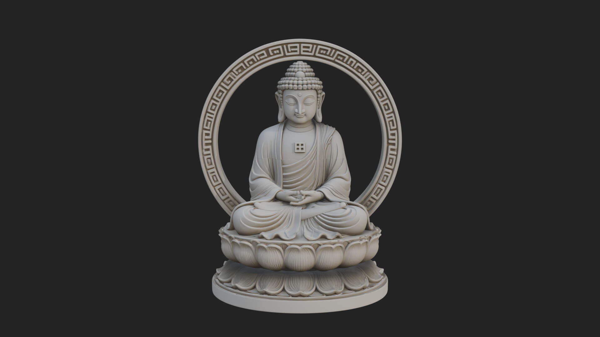 Seated Buddha on Lotus Statue Design 22 3D Print Model 3D Model