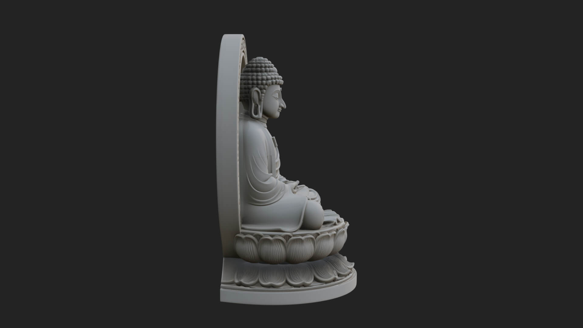 Seated Buddha on Lotus Statue Design 22 3D Print Model 3D Model