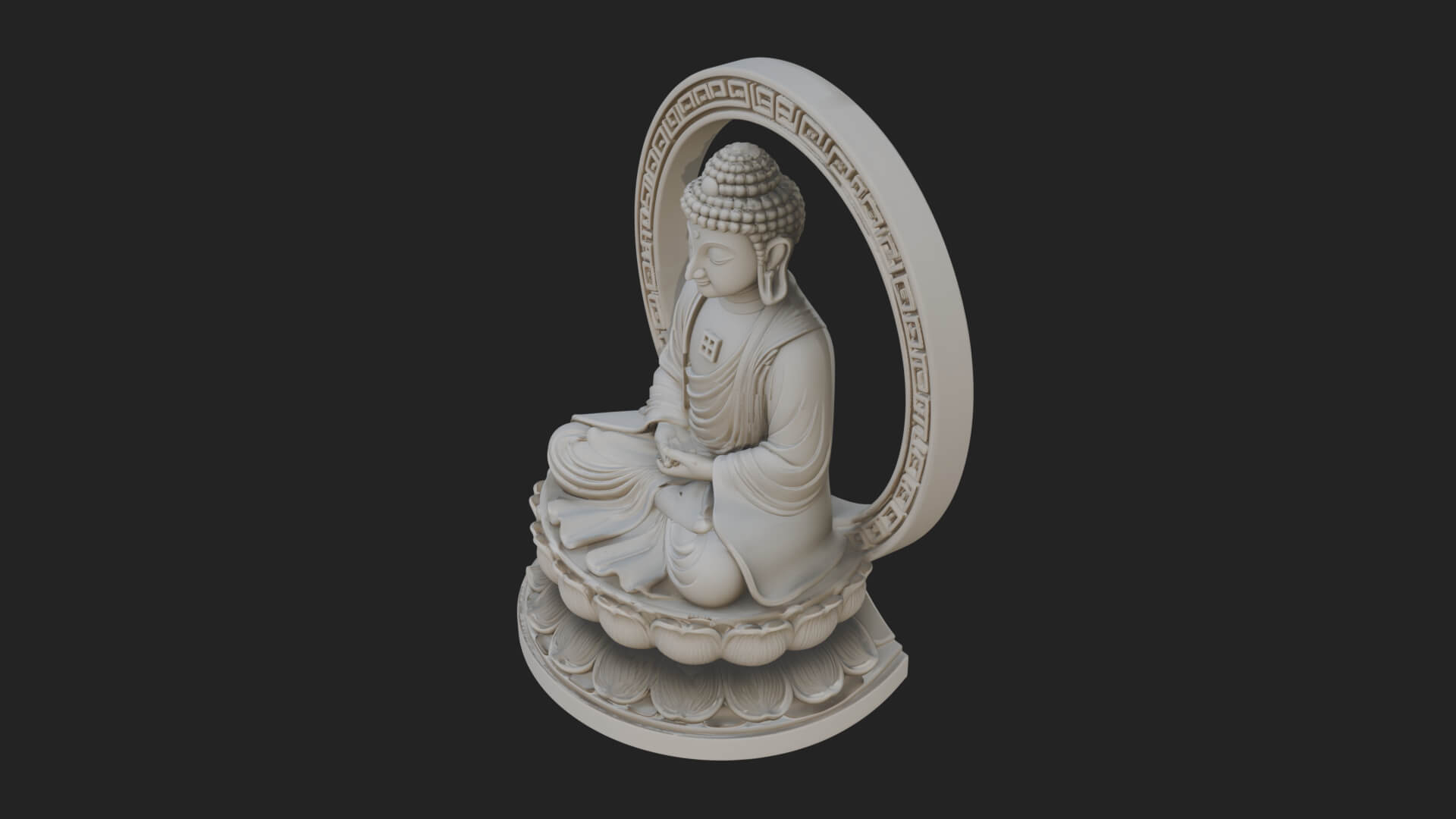 Seated Buddha on Lotus Statue Design 22 3D Print Model 3D Model