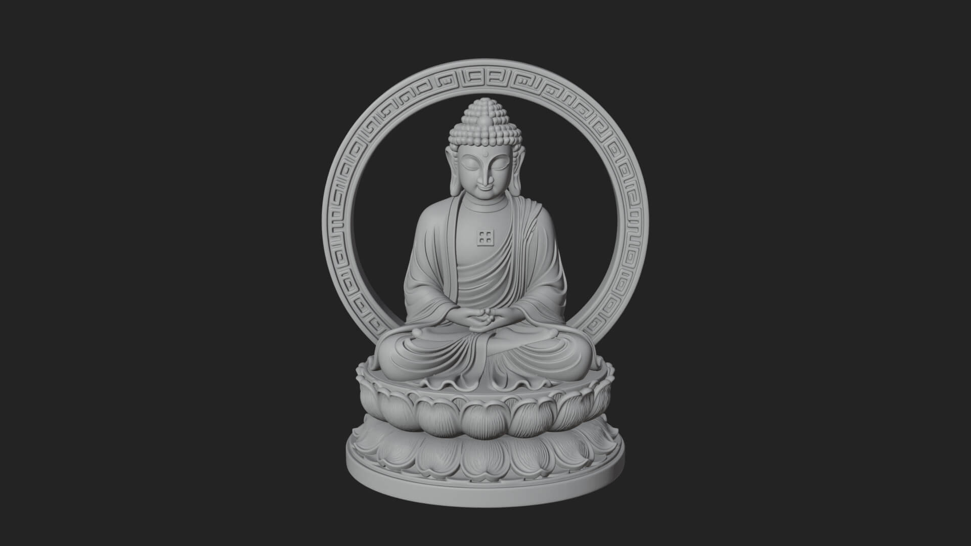 Seated Buddha on Lotus Statue Design 22 3D Print Model 3D Model