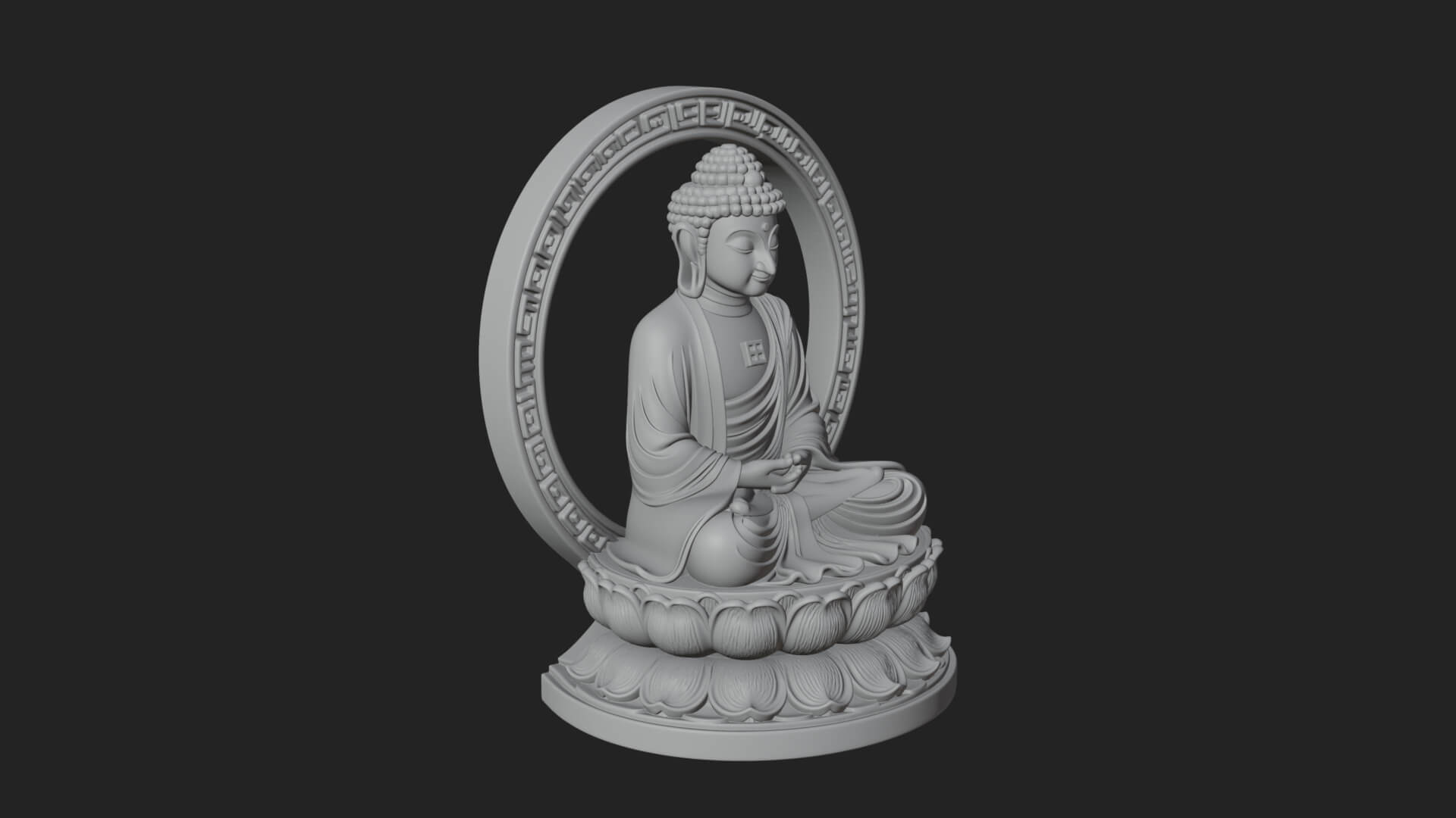 Seated Buddha on Lotus Statue Design 22 3D Print Model 3D Model