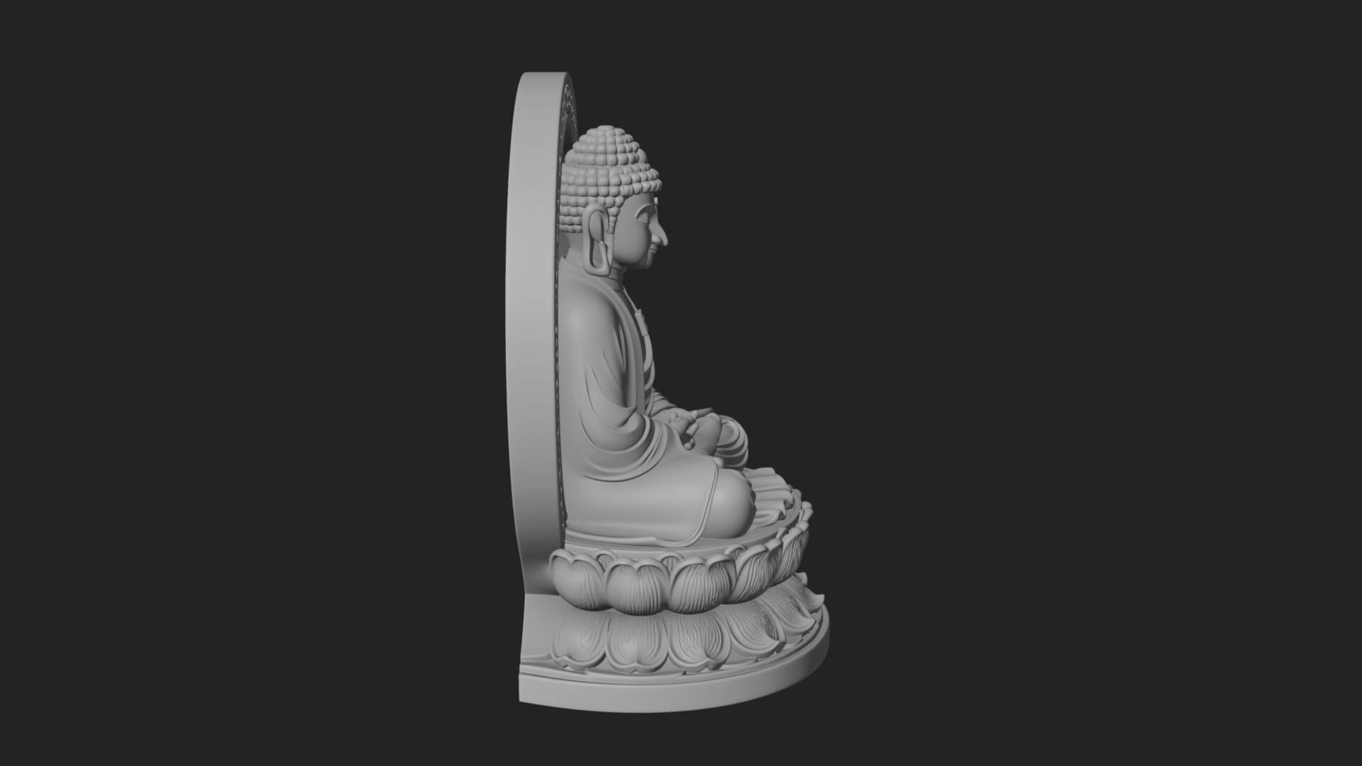 Seated Buddha on Lotus Statue Design 22 3D Print Model 3D Model