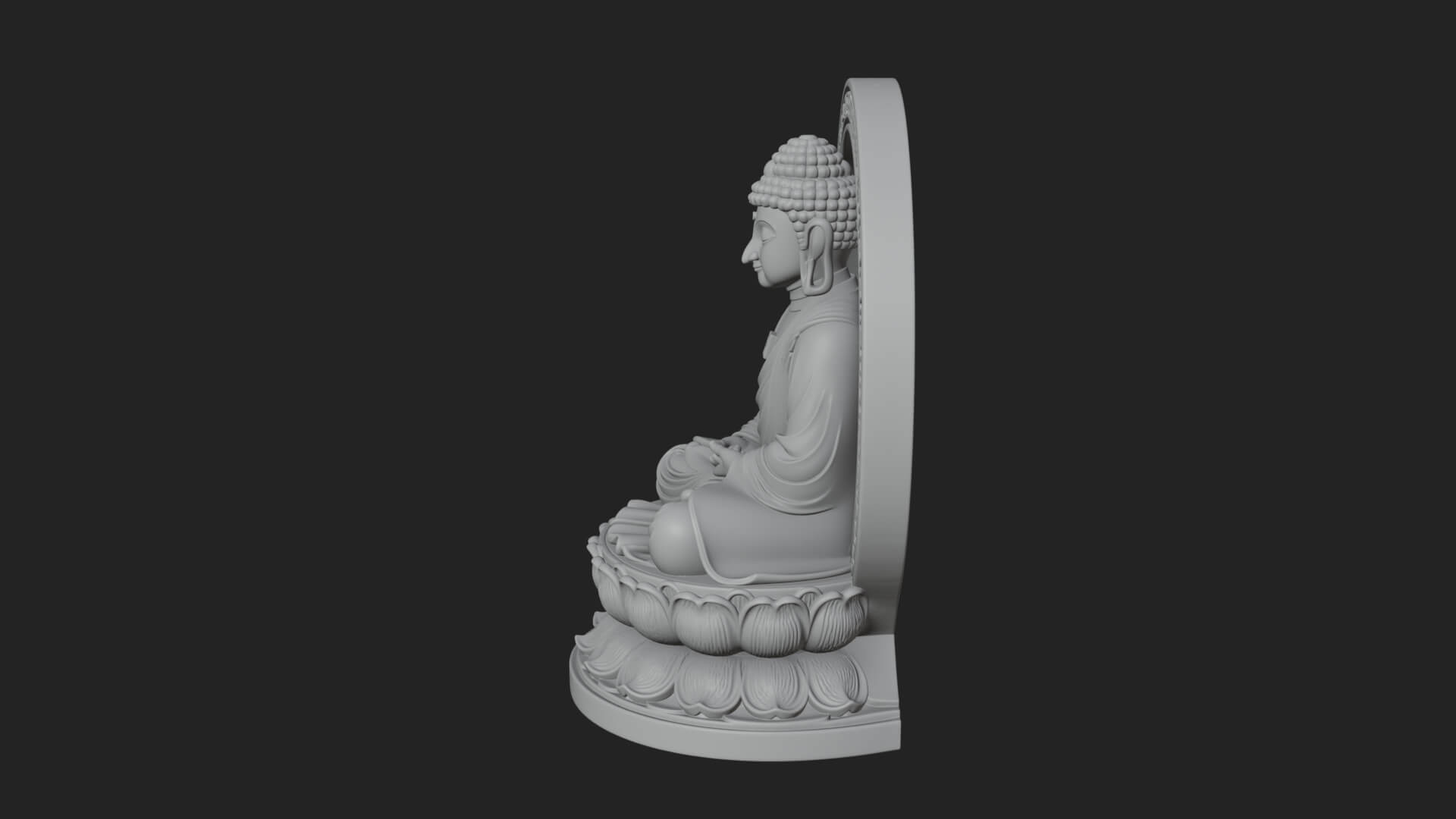 Seated Buddha on Lotus Statue Design 22 3D Print Model 3D Model