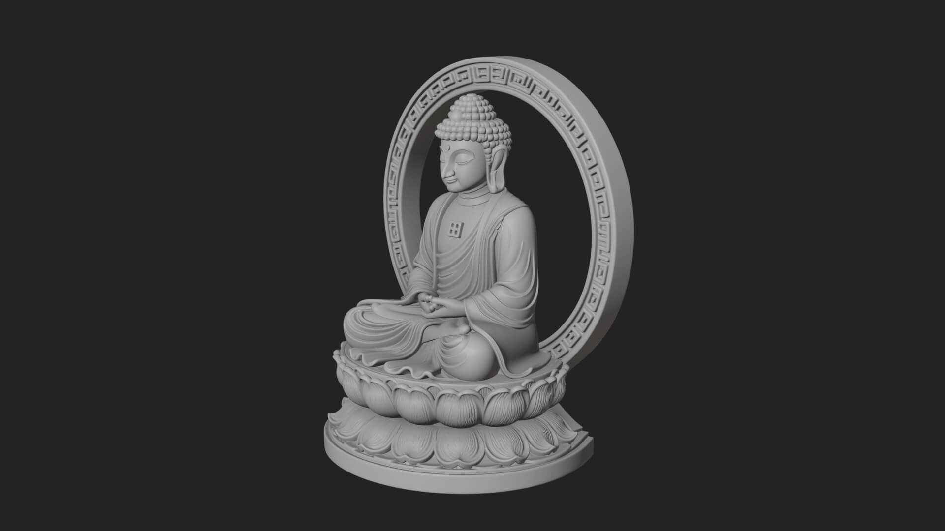 Seated Buddha on Lotus Statue Design 22 3D Print Model 3D Model