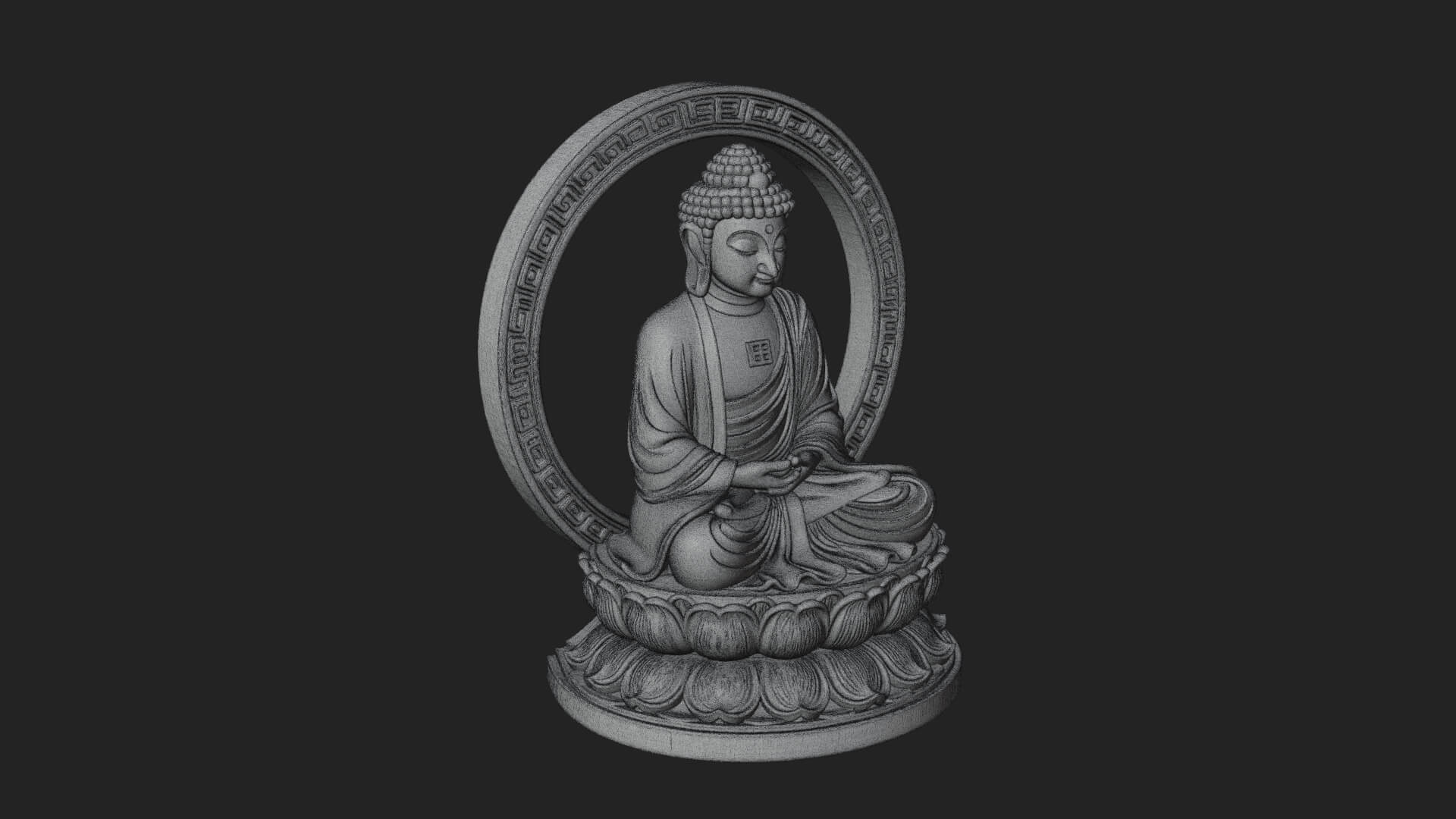 Seated Buddha on Lotus Statue Design 22 3D Print Model 3D Model