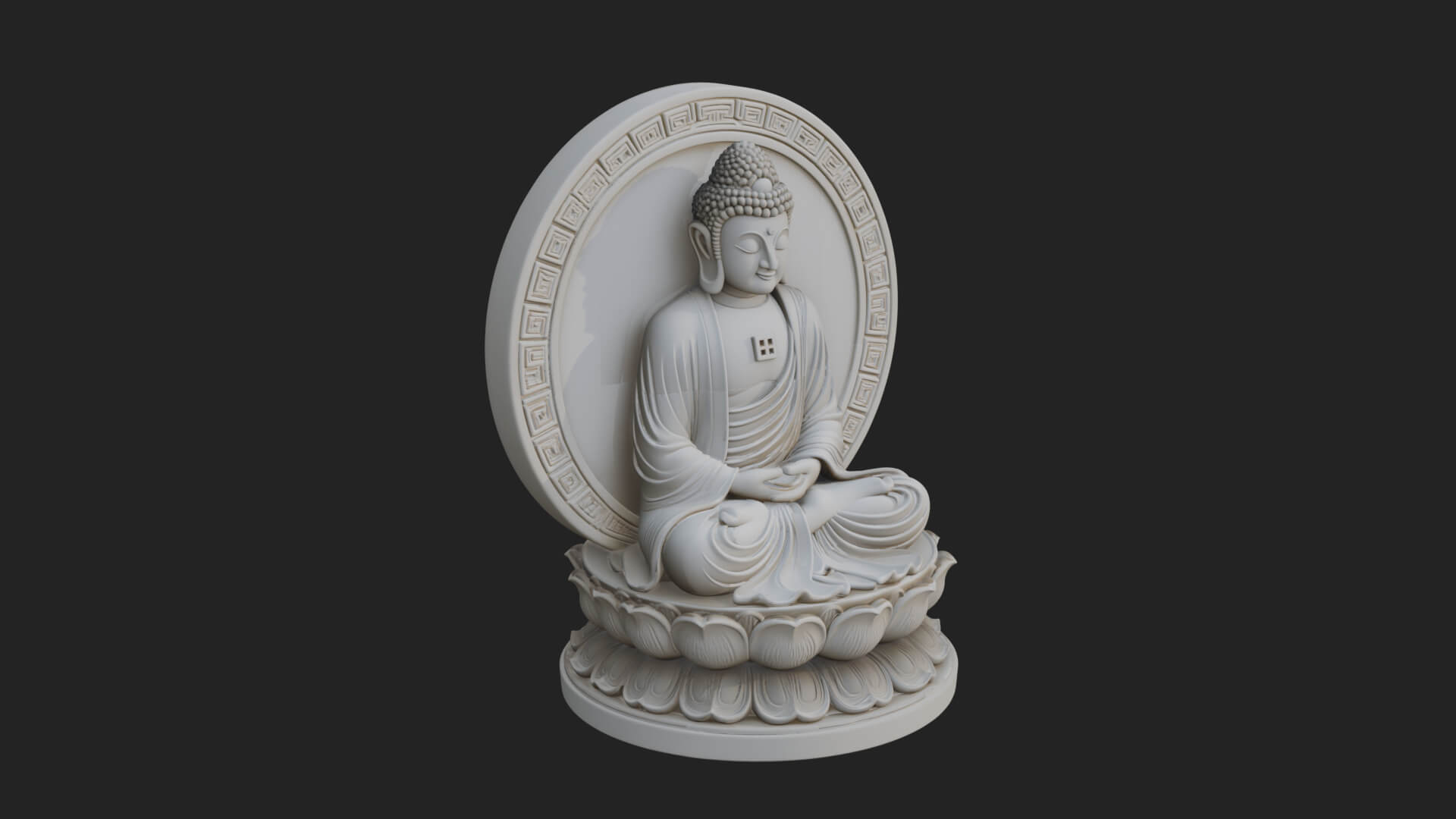 Seated Buddha on Lotus Statue Design 23 3D Print Model 3D Model