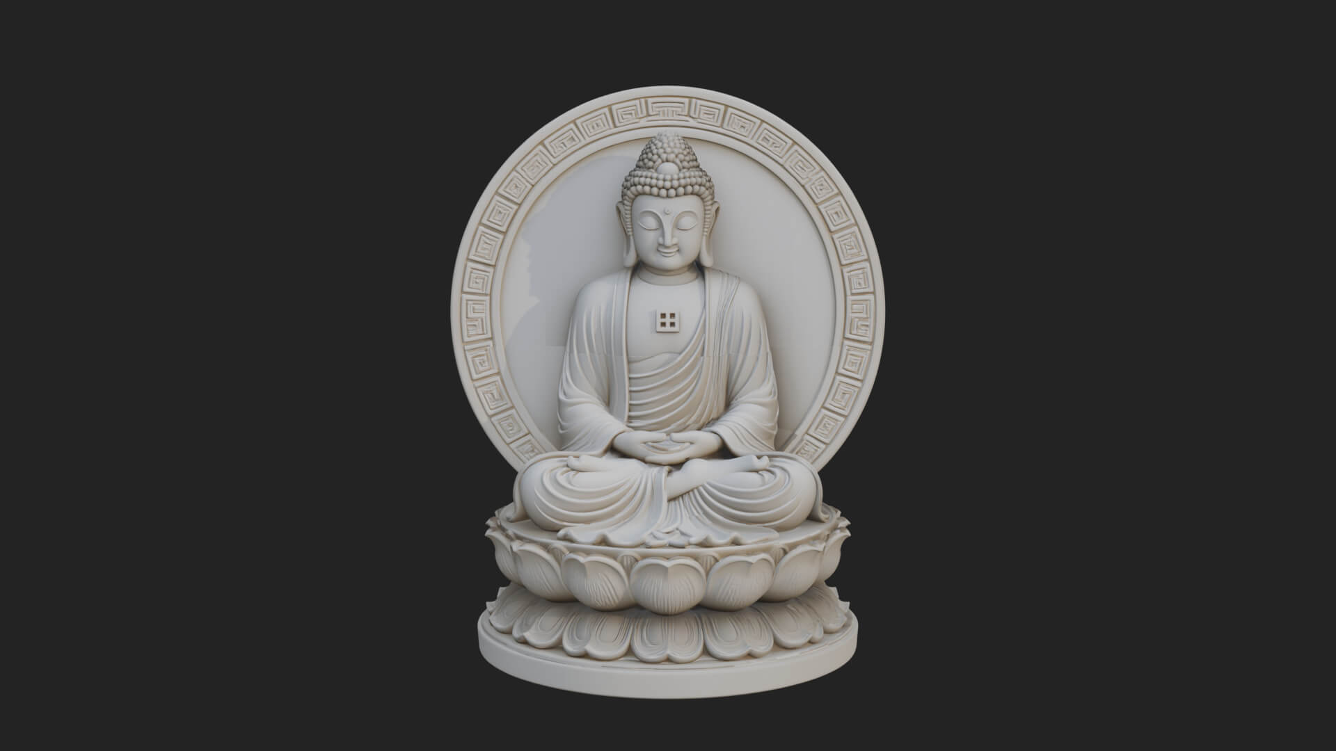 Seated Buddha on Lotus Statue Design 23 3D Print Model 3D Model