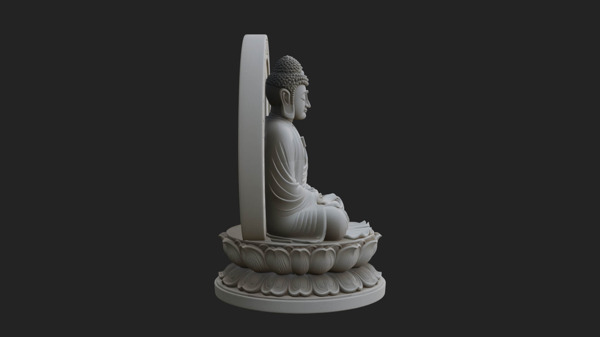 Seated Buddha on Lotus Statue Design 23 3D Print Model 3D Model