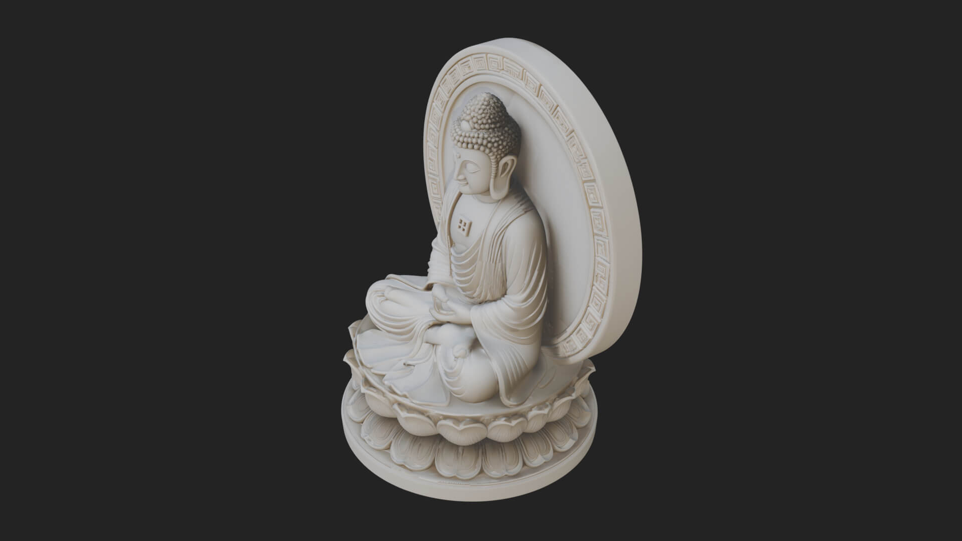 Seated Buddha on Lotus Statue Design 23 3D Print Model 3D Model