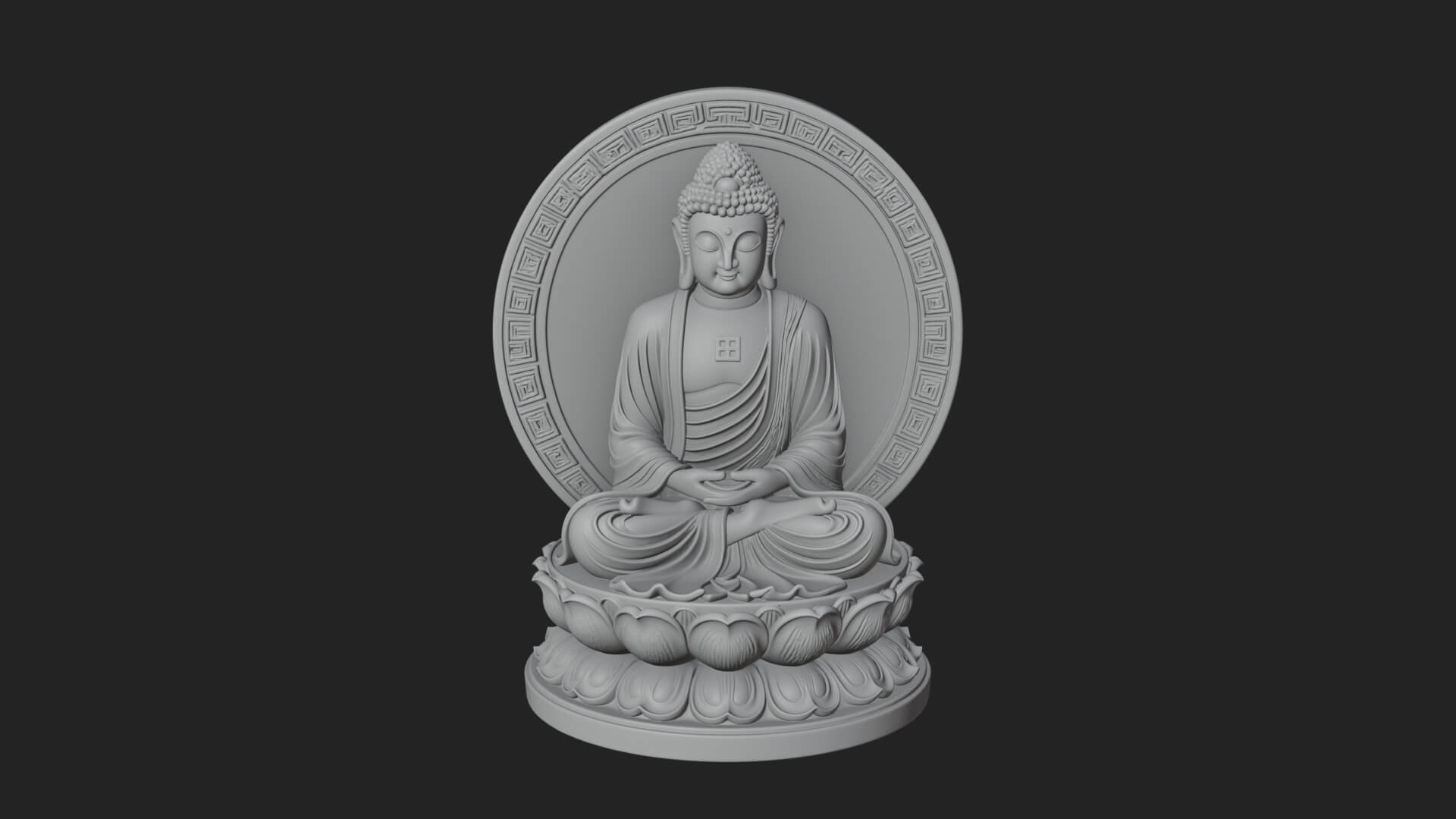 Seated Buddha on Lotus Statue Design 23 3D Print Model 3D Model