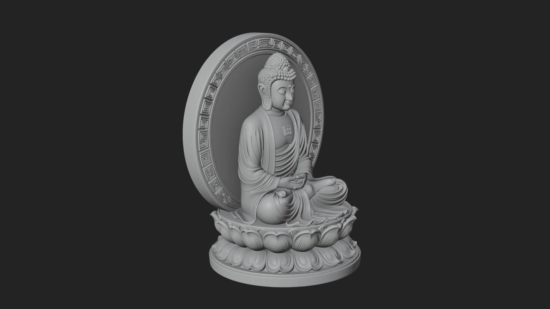 Seated Buddha on Lotus Statue Design 23 3D Print Model 3D Model