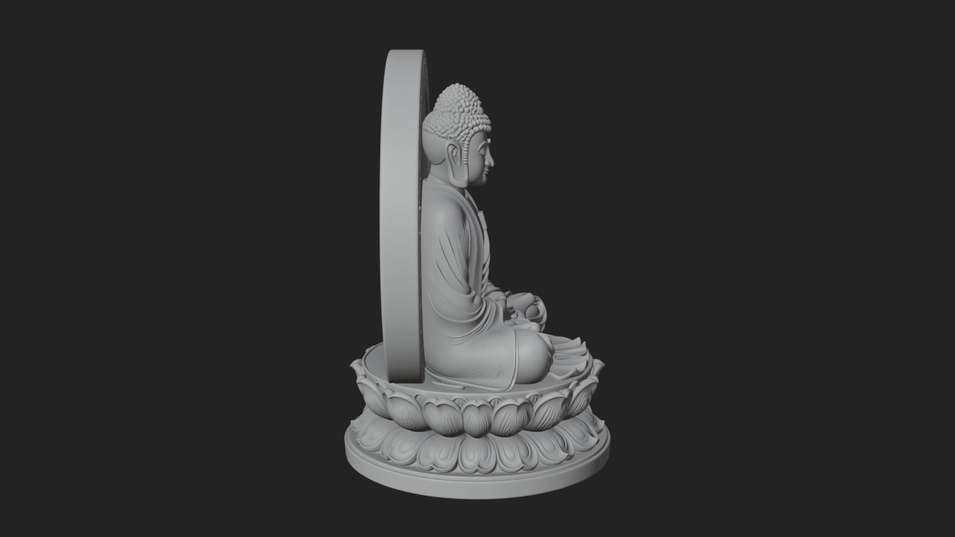 Seated Buddha on Lotus Statue Design 23 3D Print Model 3D Model