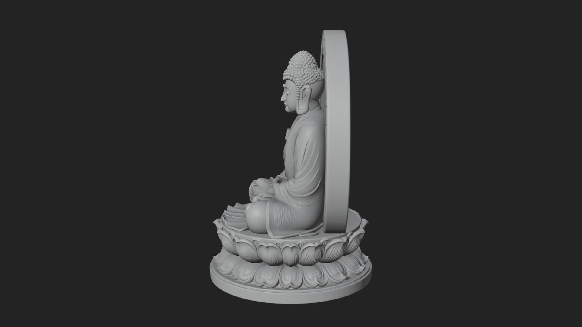 Seated Buddha on Lotus Statue Design 23 3D Print Model 3D Model