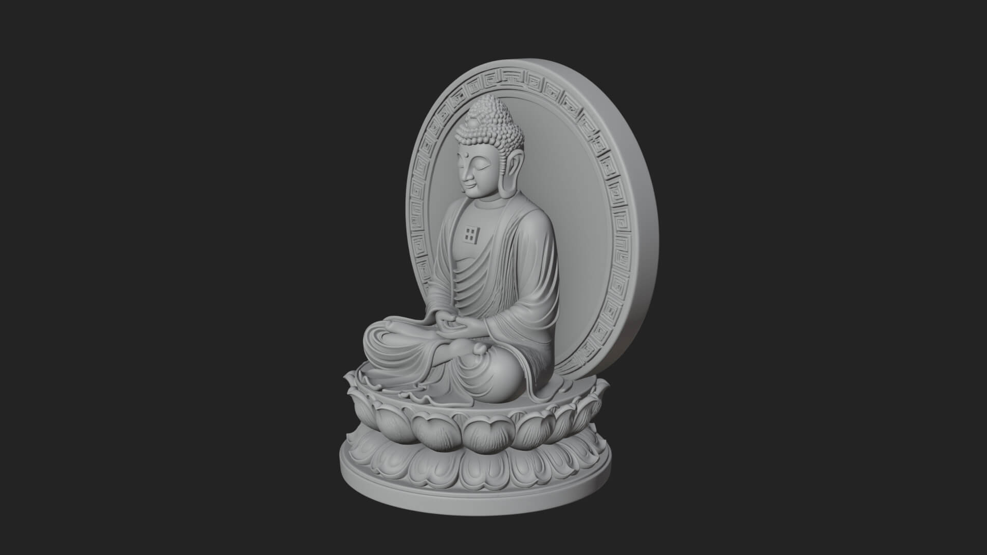 Seated Buddha on Lotus Statue Design 23 3D Print Model 3D Model