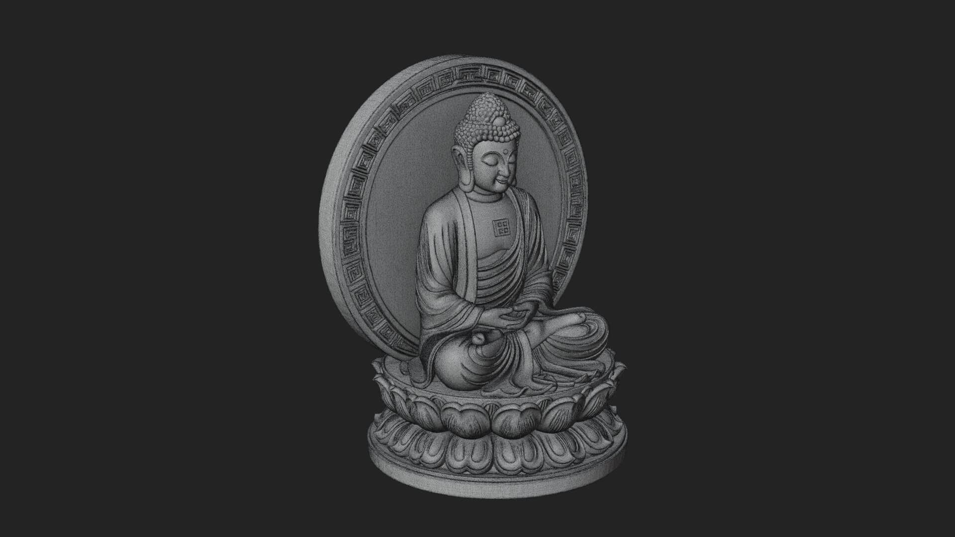 Seated Buddha on Lotus Statue Design 23 3D Print Model 3D Model