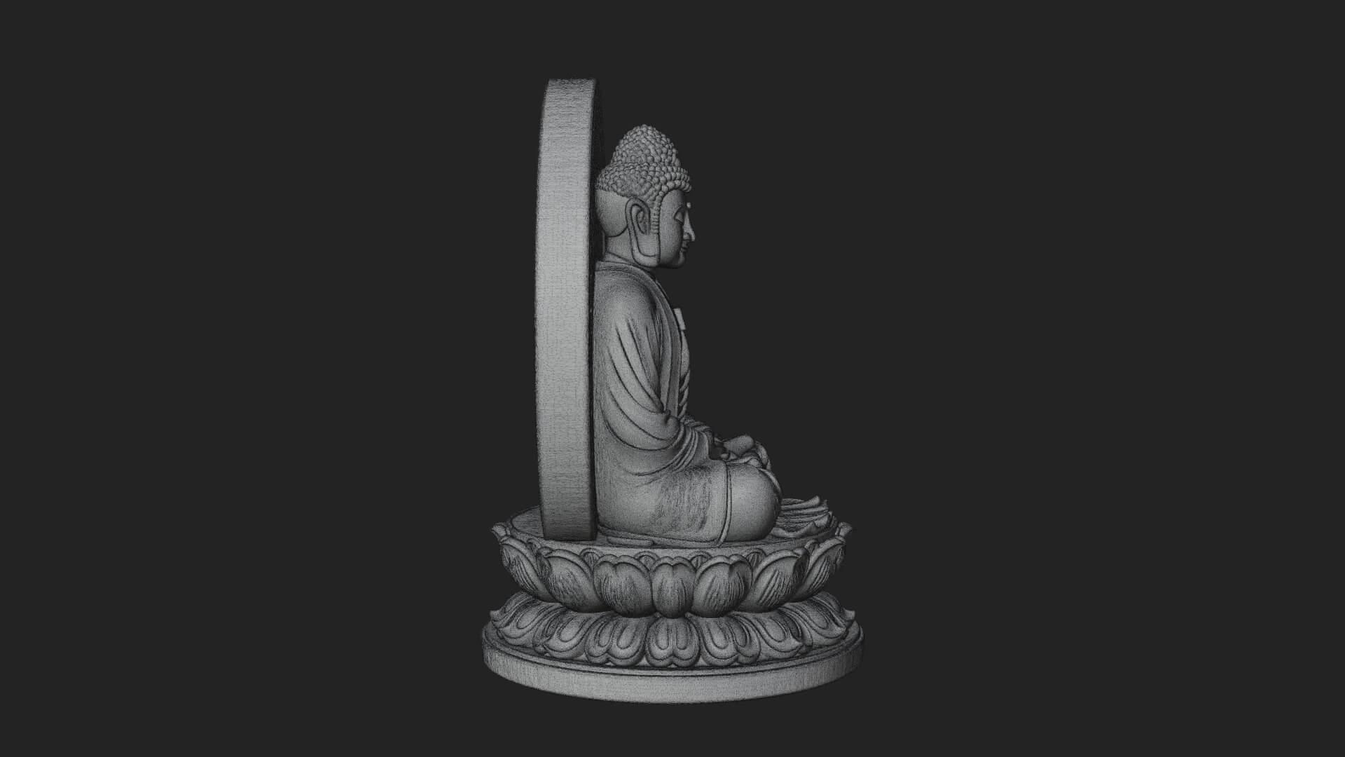 Seated Buddha on Lotus Statue Design 23 3D Print Model 3D Model