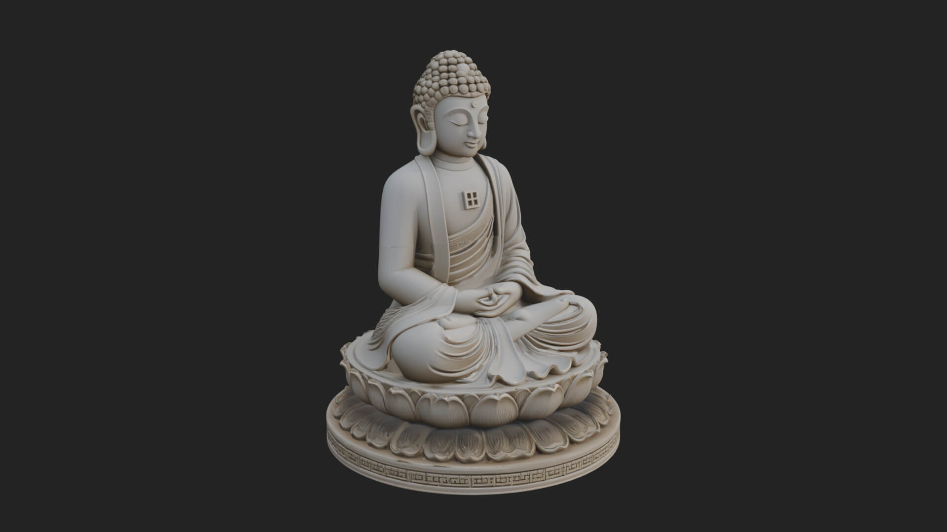 Seated Buddha on Lotus Statue Design 24 3D Print Model 3D Model