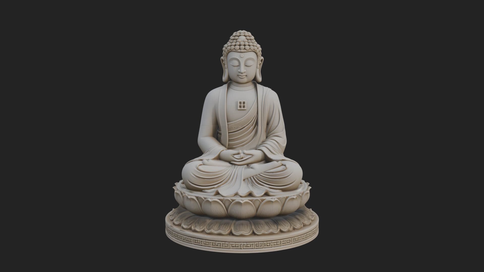 Seated Buddha on Lotus Statue Design 24 3D Print Model 3D Model