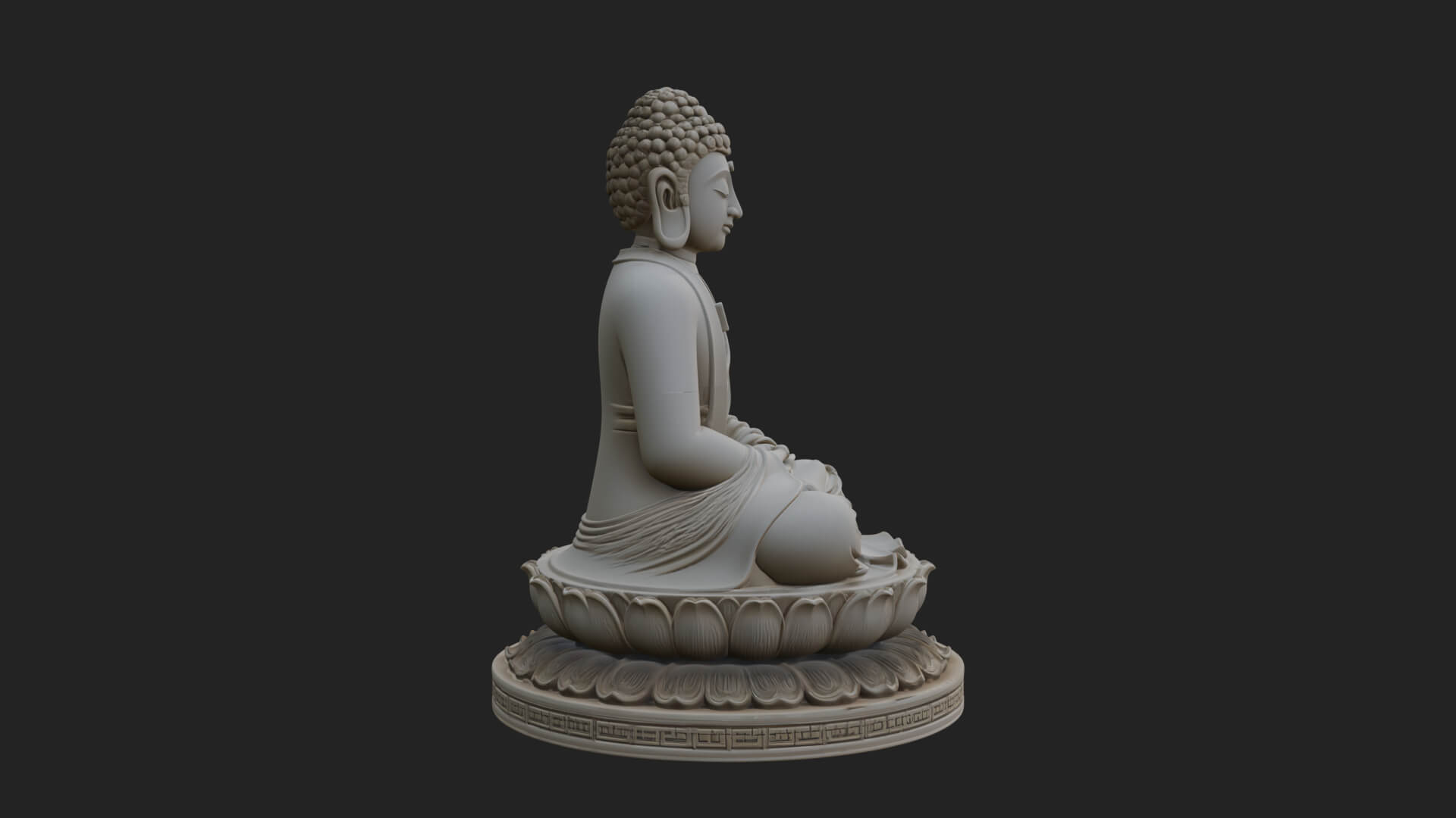 Seated Buddha on Lotus Statue Design 24 3D Print Model 3D Model