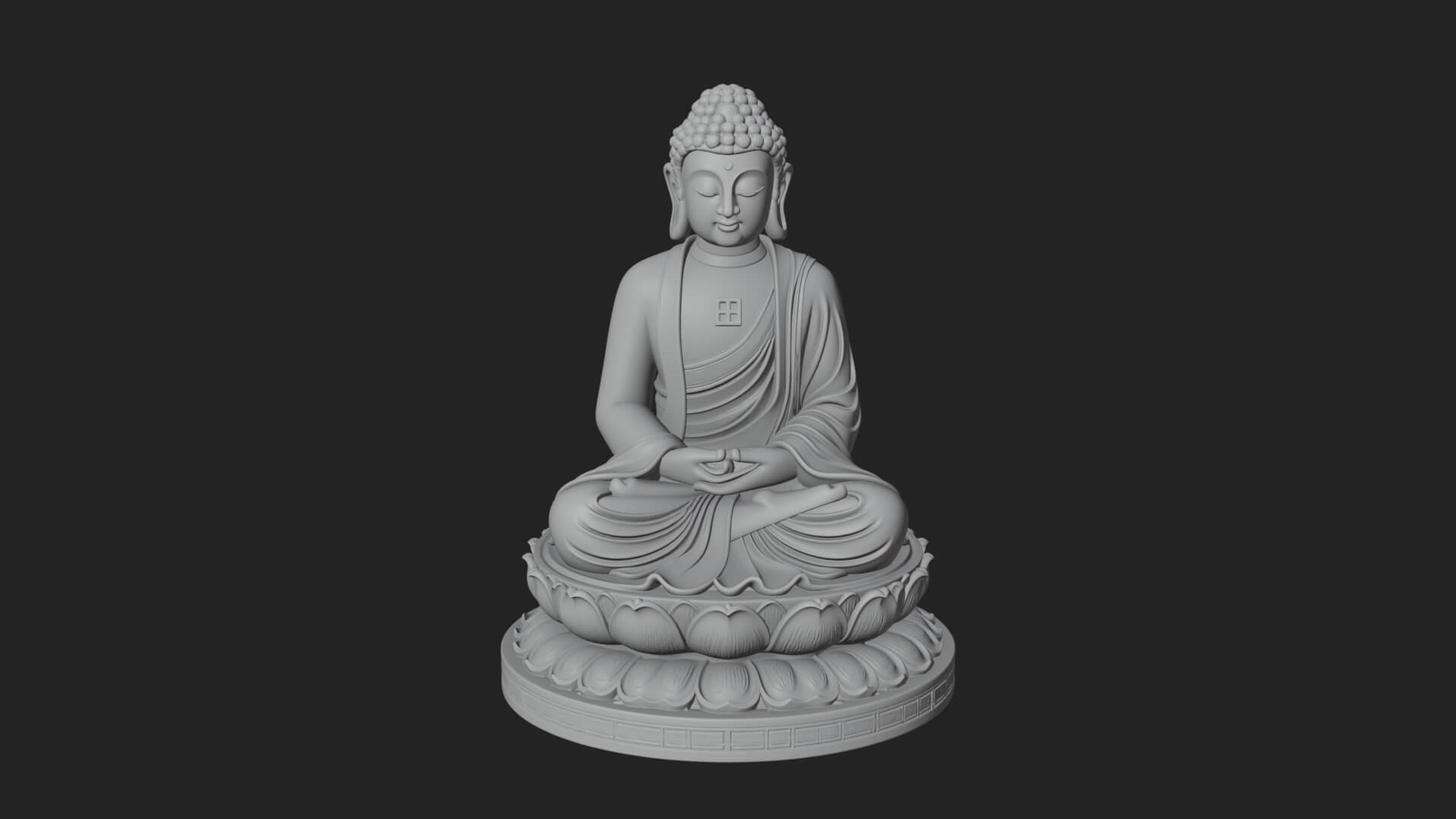 Seated Buddha on Lotus Statue Design 24 3D Print Model 3D Model