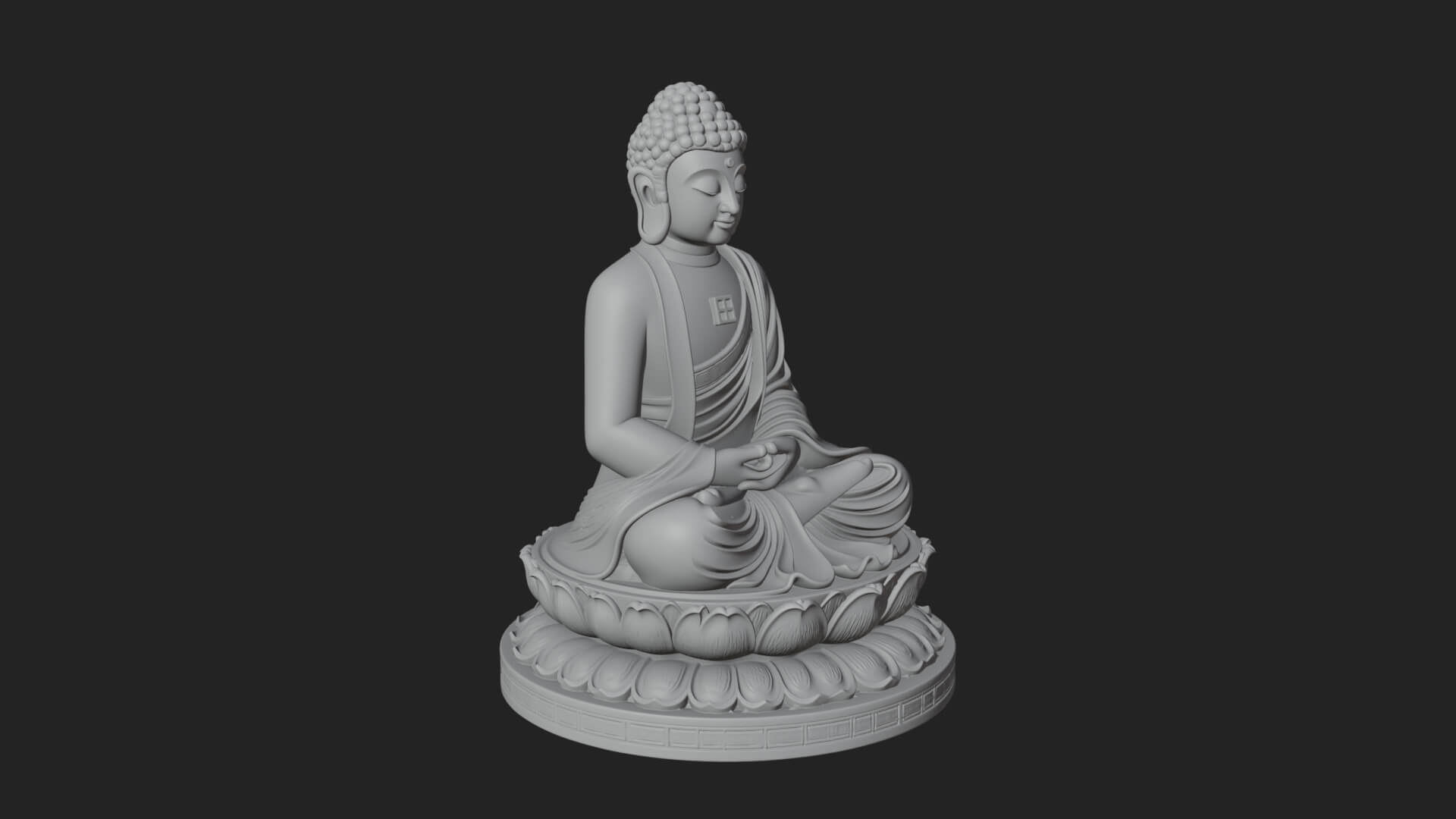 Seated Buddha on Lotus Statue Design 24 3D Print Model 3D Model