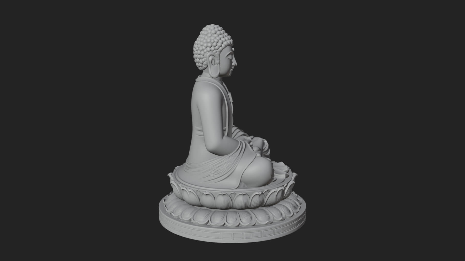 Seated Buddha on Lotus Statue Design 24 3D Print Model 3D Model