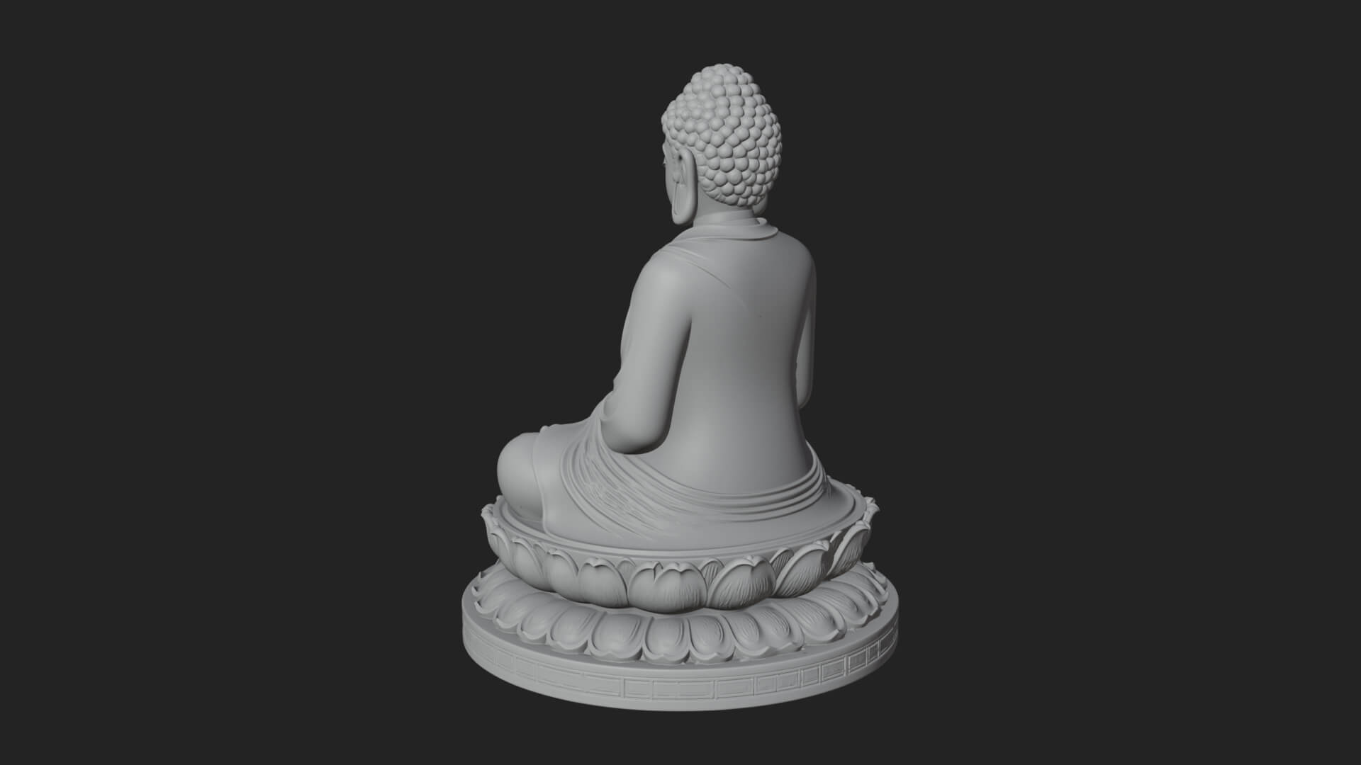 Seated Buddha on Lotus Statue Design 24 3D Print Model 3D Model
