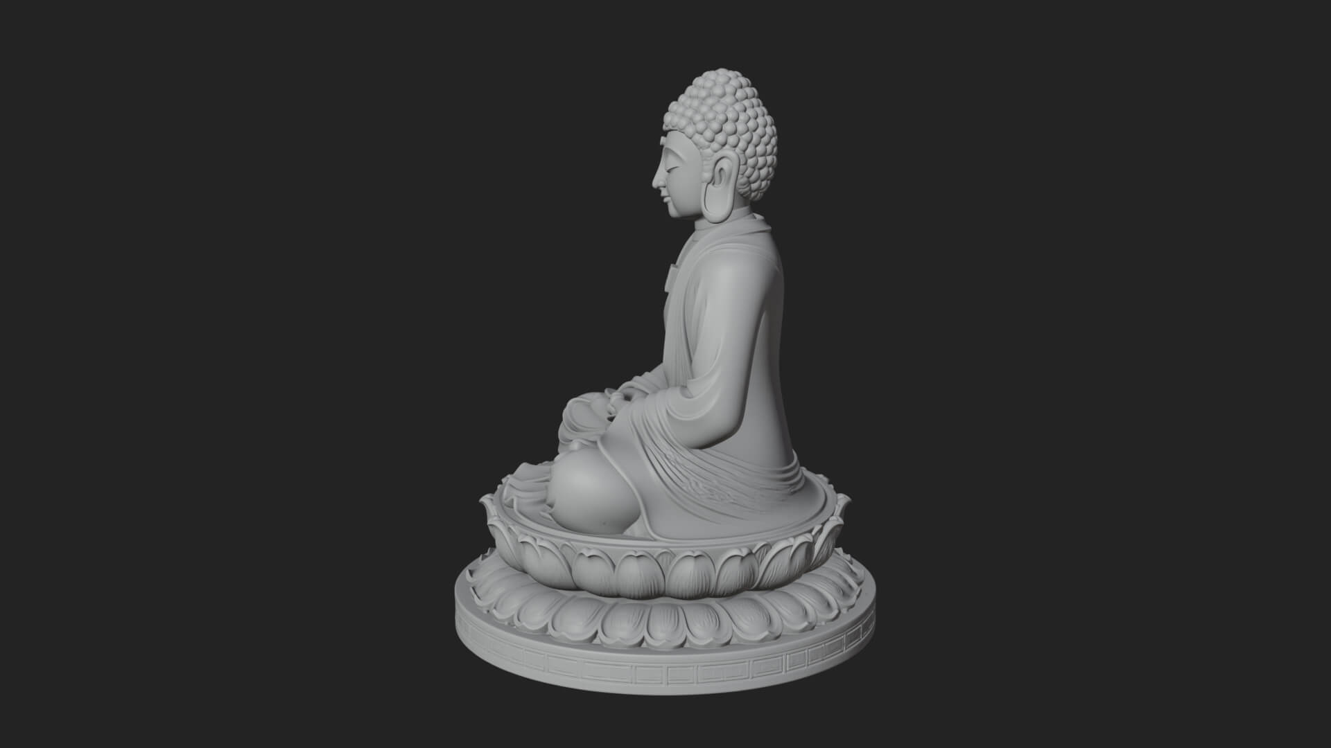 Seated Buddha on Lotus Statue Design 24 3D Print Model 3D Model