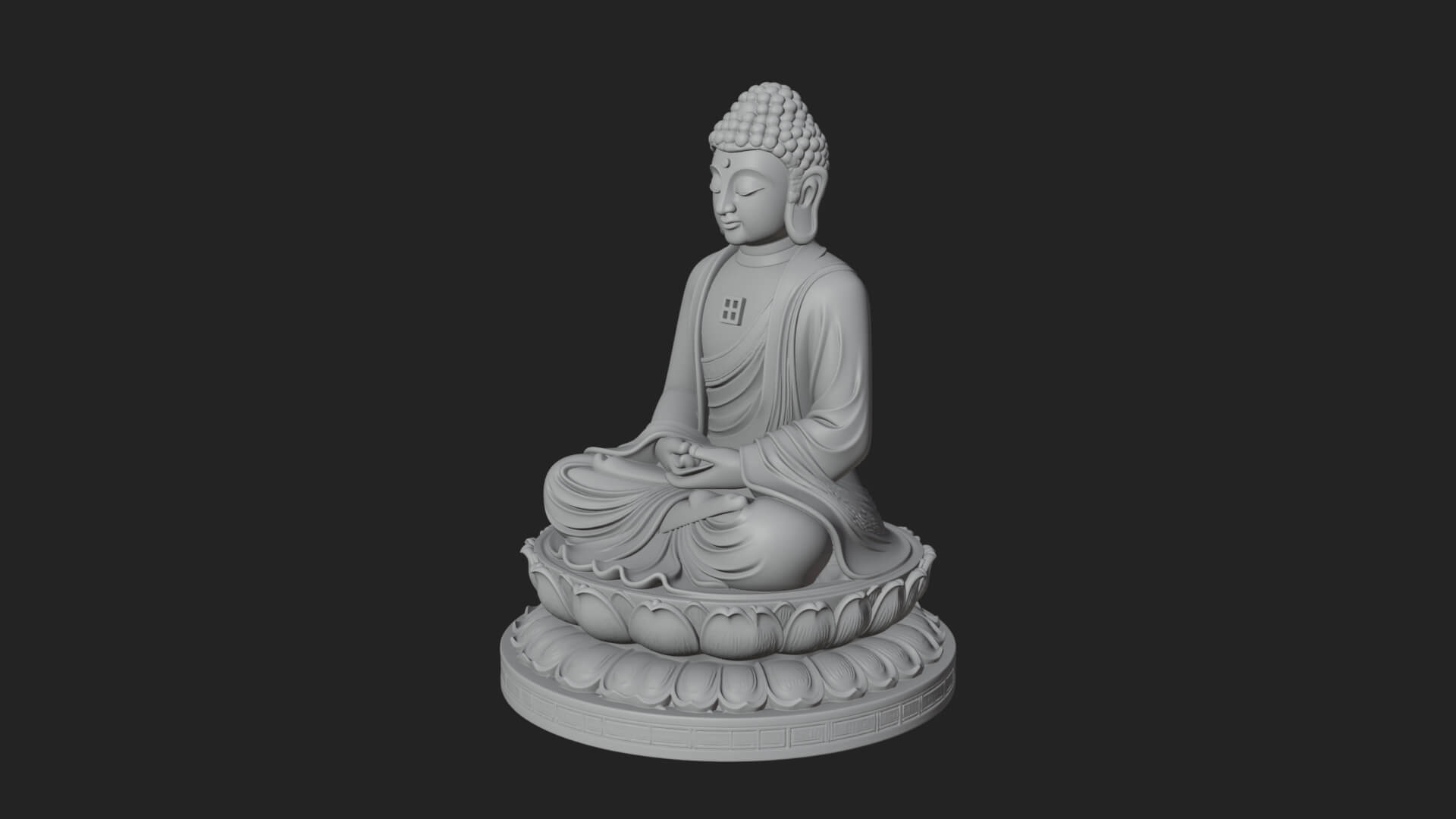 Seated Buddha on Lotus Statue Design 24 3D Print Model 3D Model