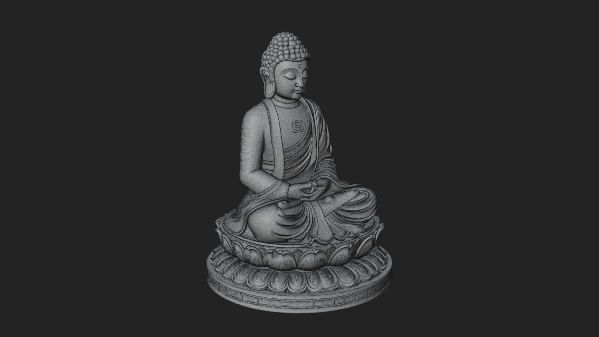 Seated Buddha on Lotus Statue Design 24 3D Print Model 3D Model