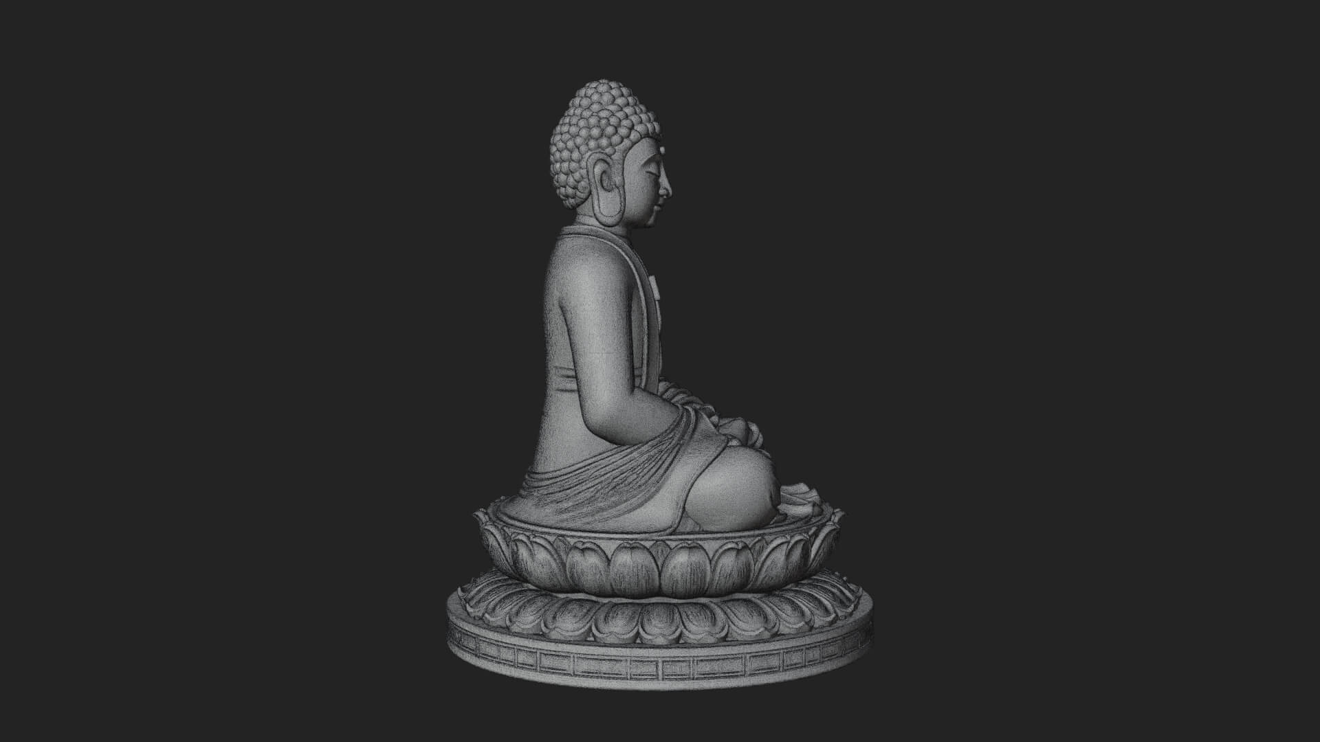 Seated Buddha on Lotus Statue Design 24 3D Print Model 3D Model