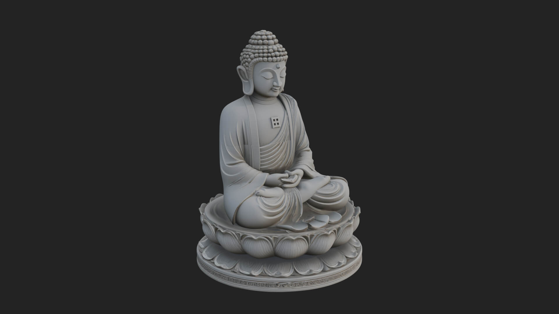 Seated Buddha on Lotus Statue Design 25 3D Print Model 3D Model