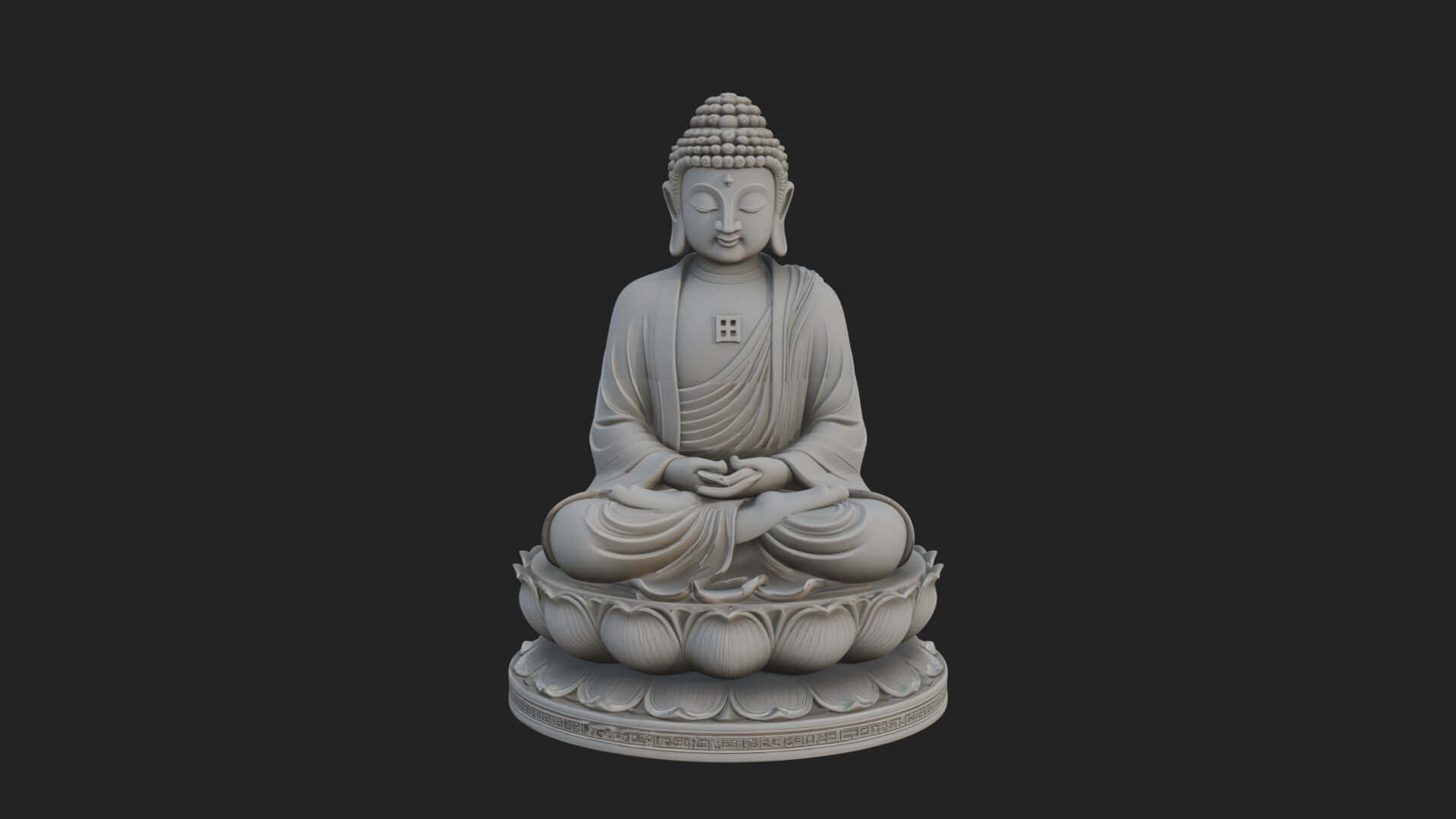 Seated Buddha on Lotus Statue Design 25 3D Print Model 3D Model
