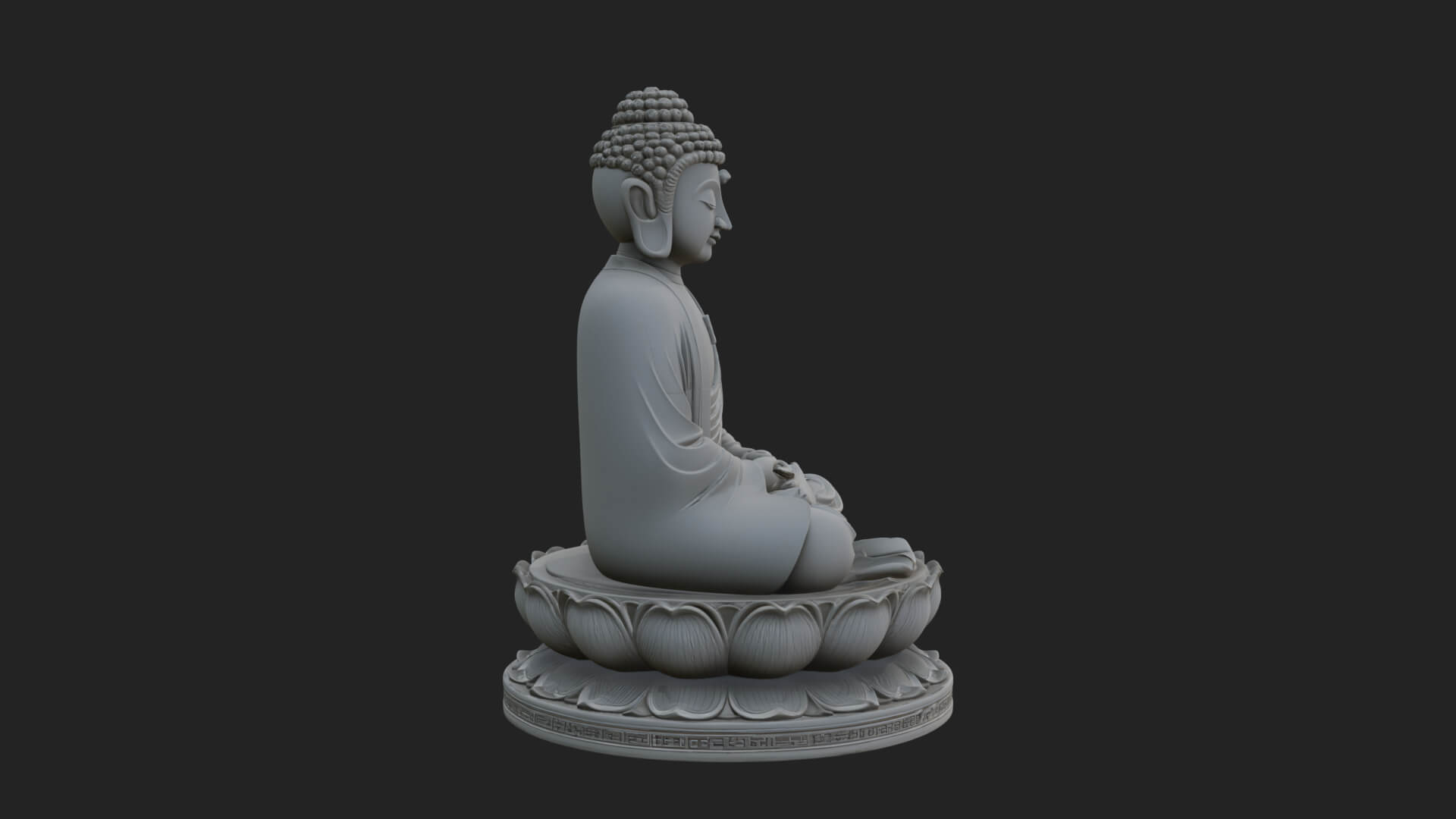 Seated Buddha on Lotus Statue Design 25 3D Print Model 3D Model