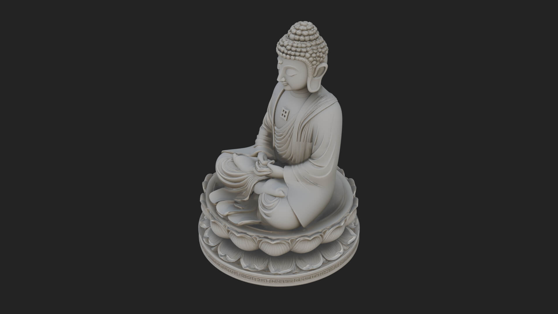 Seated Buddha on Lotus Statue Design 25 3D Print Model 3D Model
