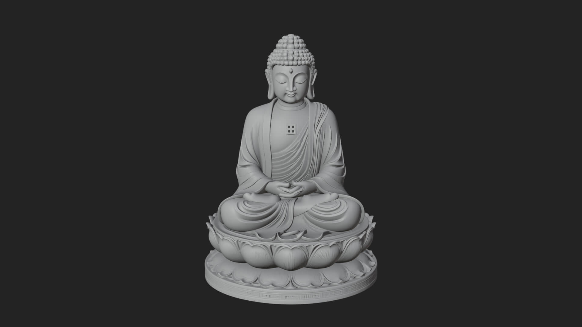 Seated Buddha on Lotus Statue Design 25 3D Print Model 3D Model