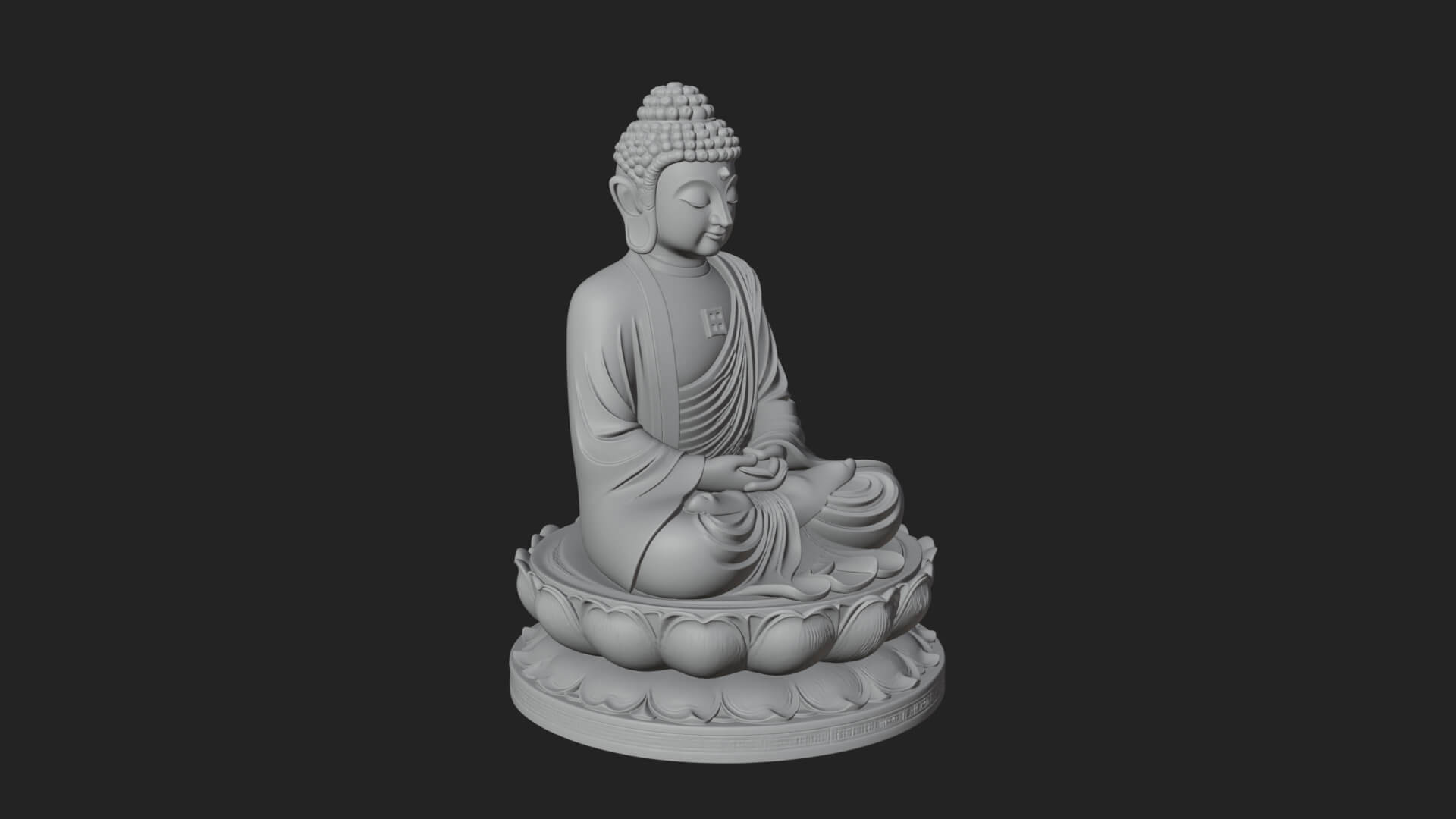 Seated Buddha on Lotus Statue Design 25 3D Print Model 3D Model