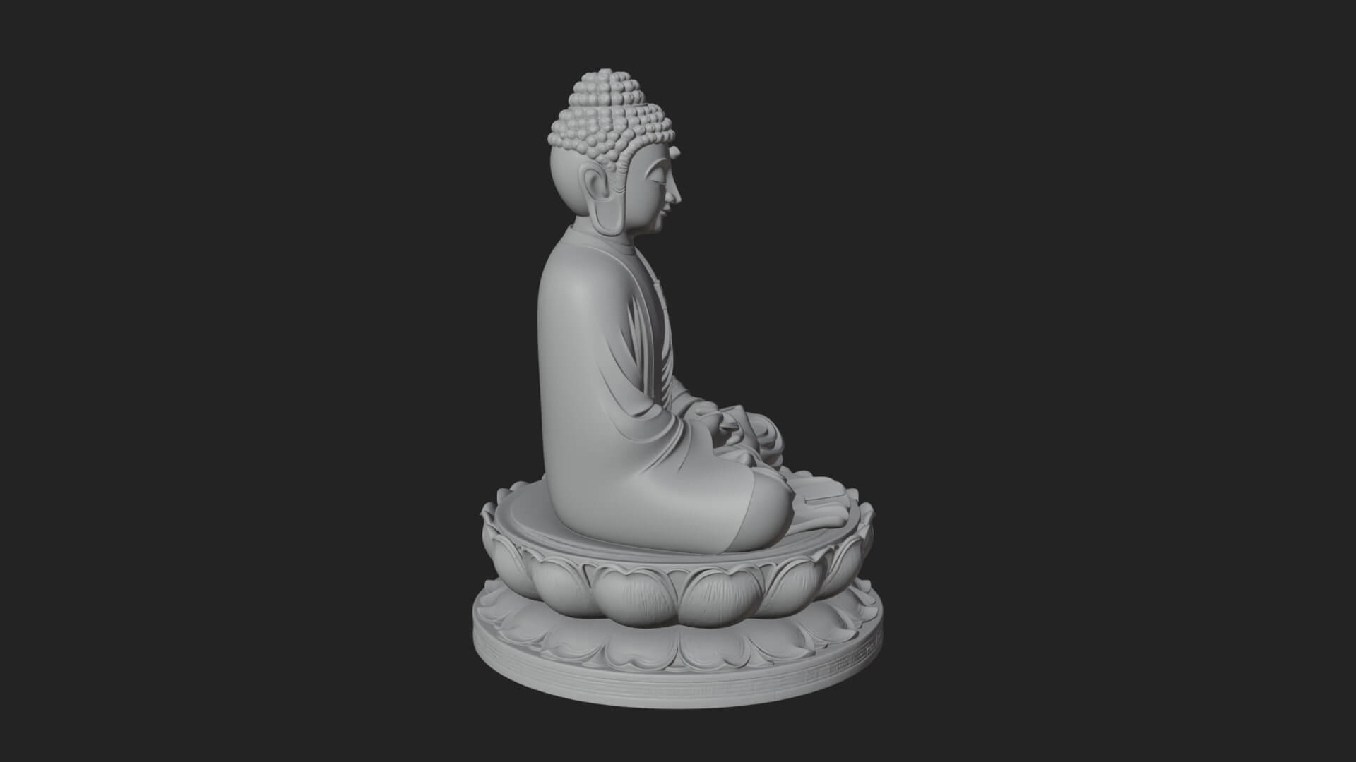 Seated Buddha on Lotus Statue Design 25 3D Print Model 3D Model