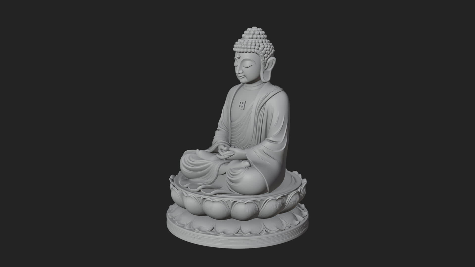 Seated Buddha on Lotus Statue Design 25 3D Print Model 3D Model